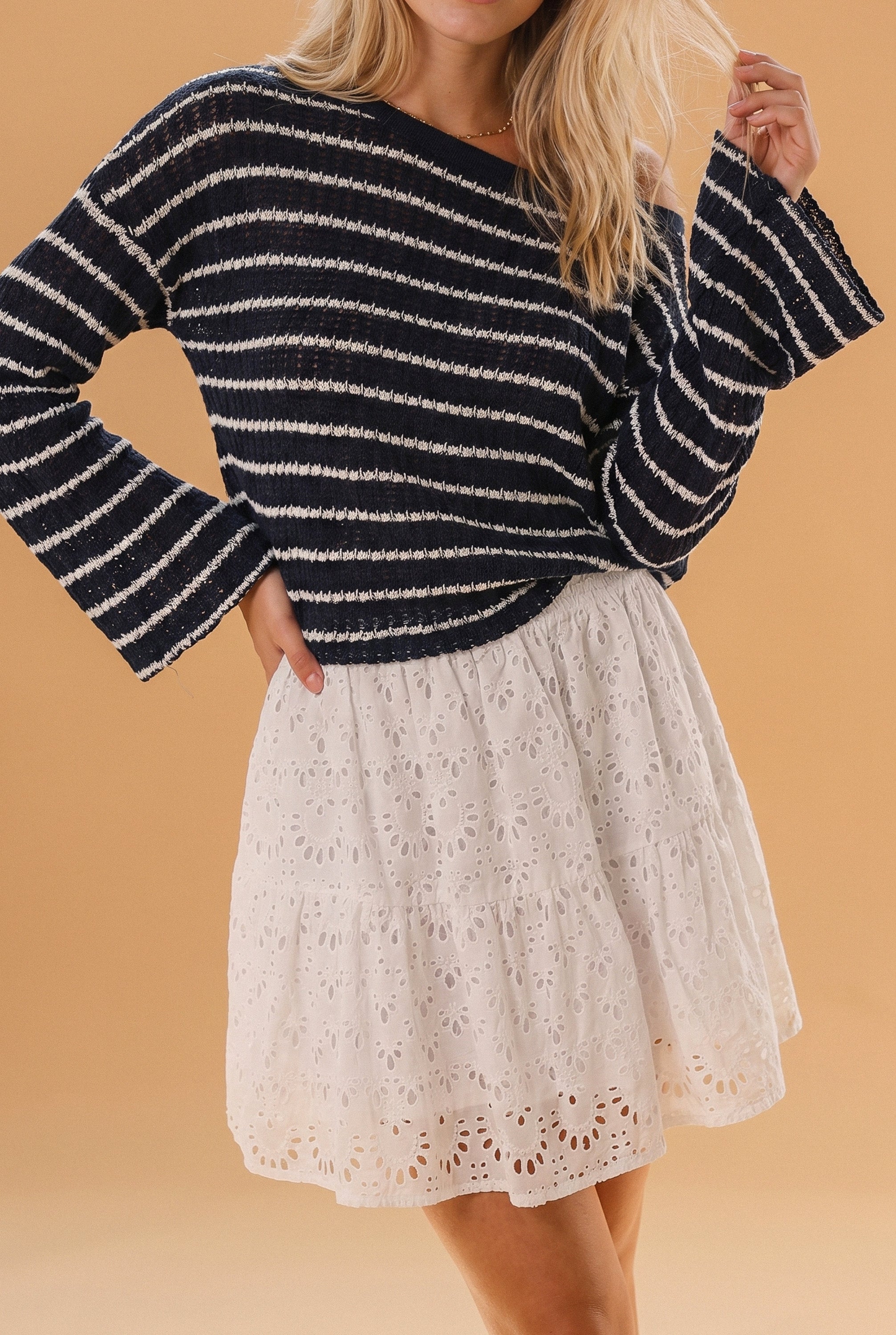 Skirt Joryn White Embroidered