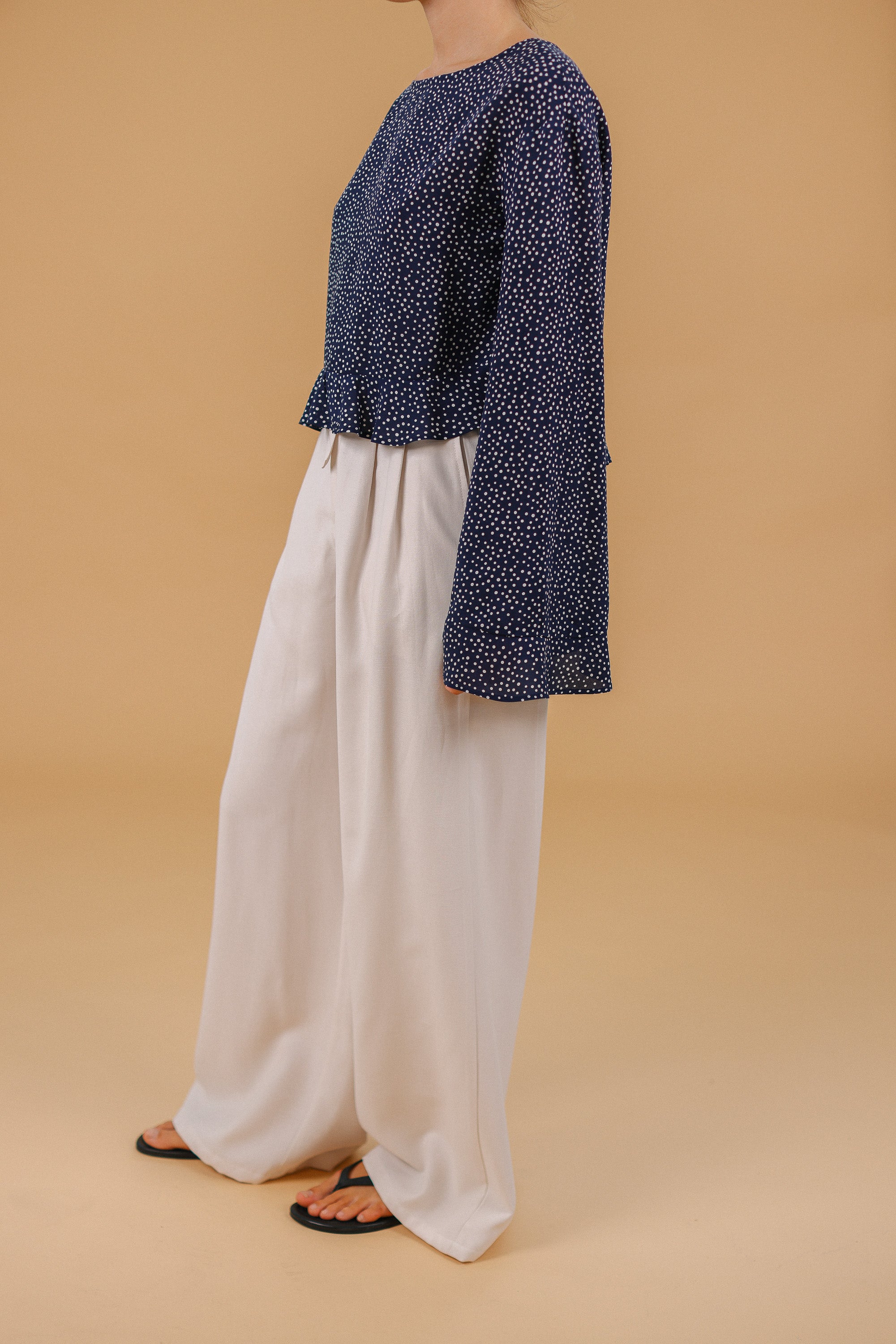 Top Melia Navy Polka Dot
