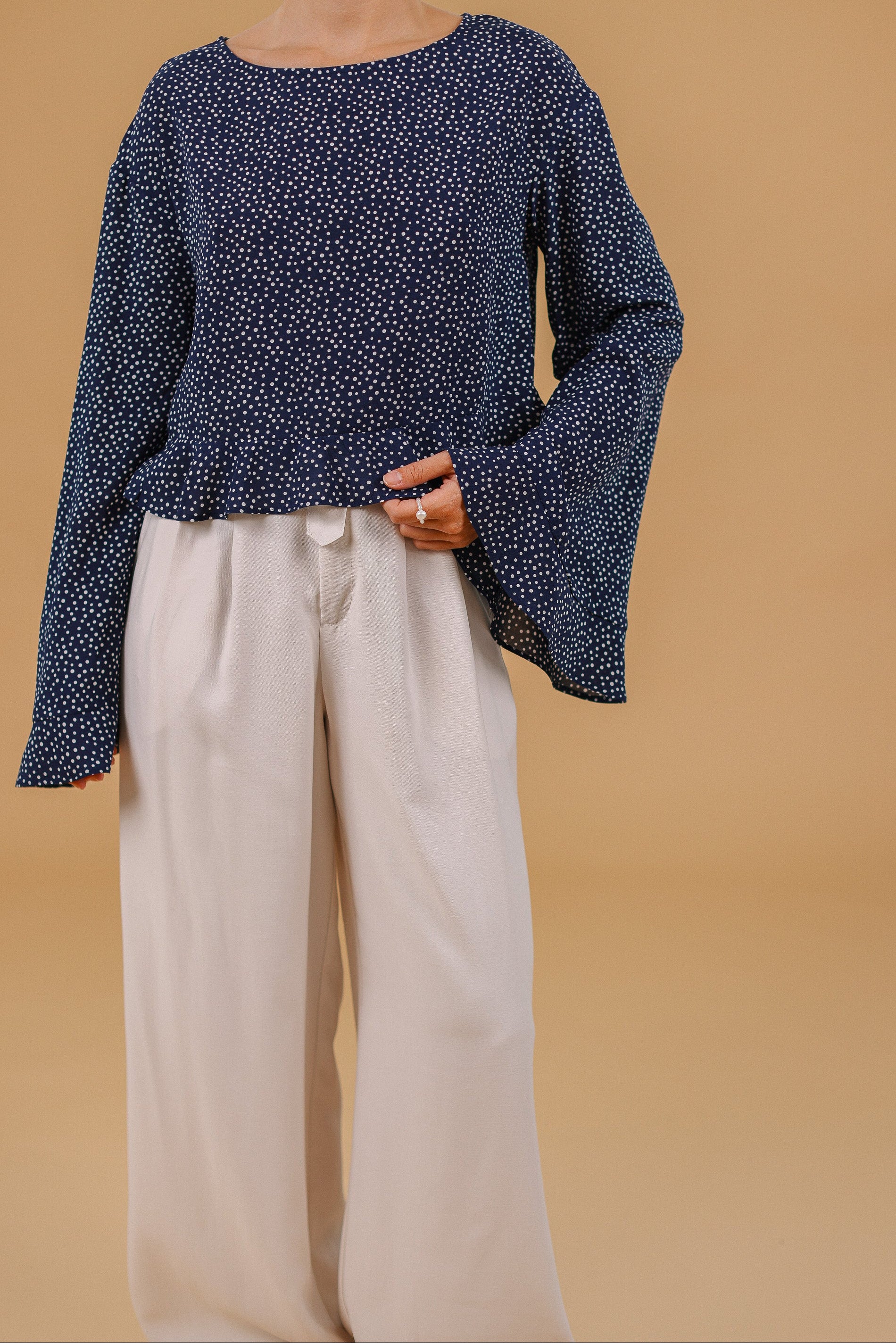 Top Melia Navy Polka Dot