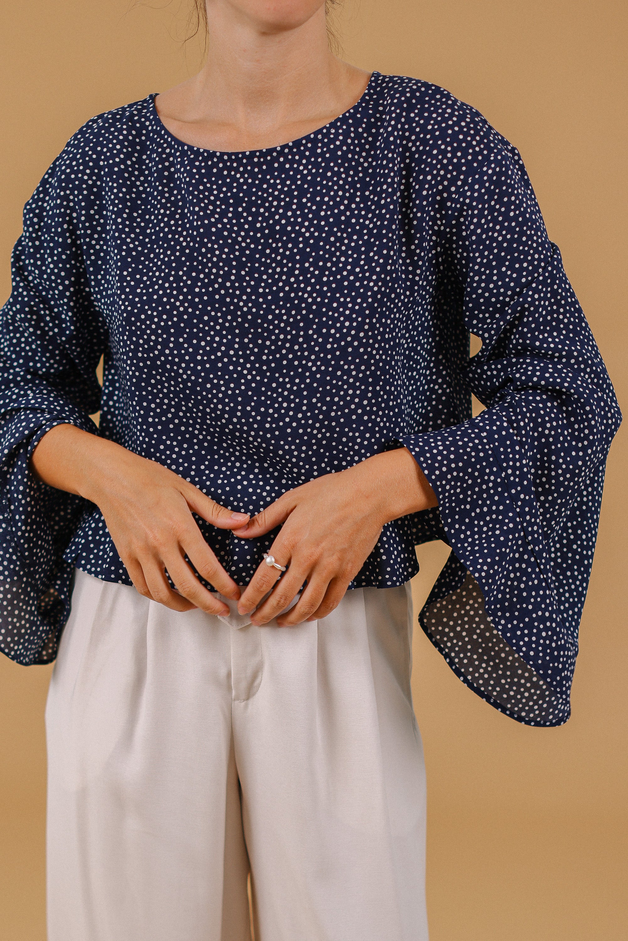 Top Melia Navy Polka Dot