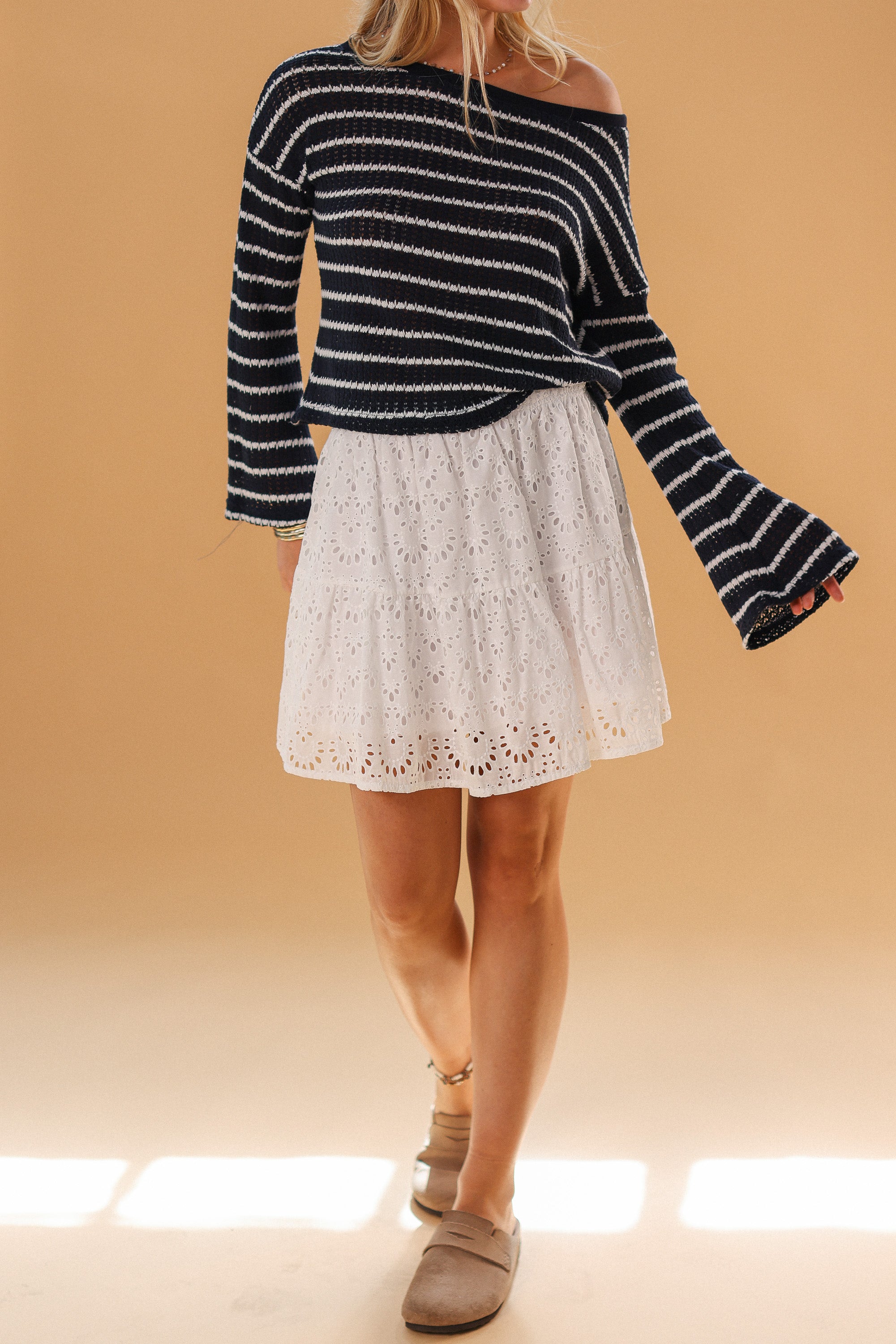 Skirt Joryn White Embroidered