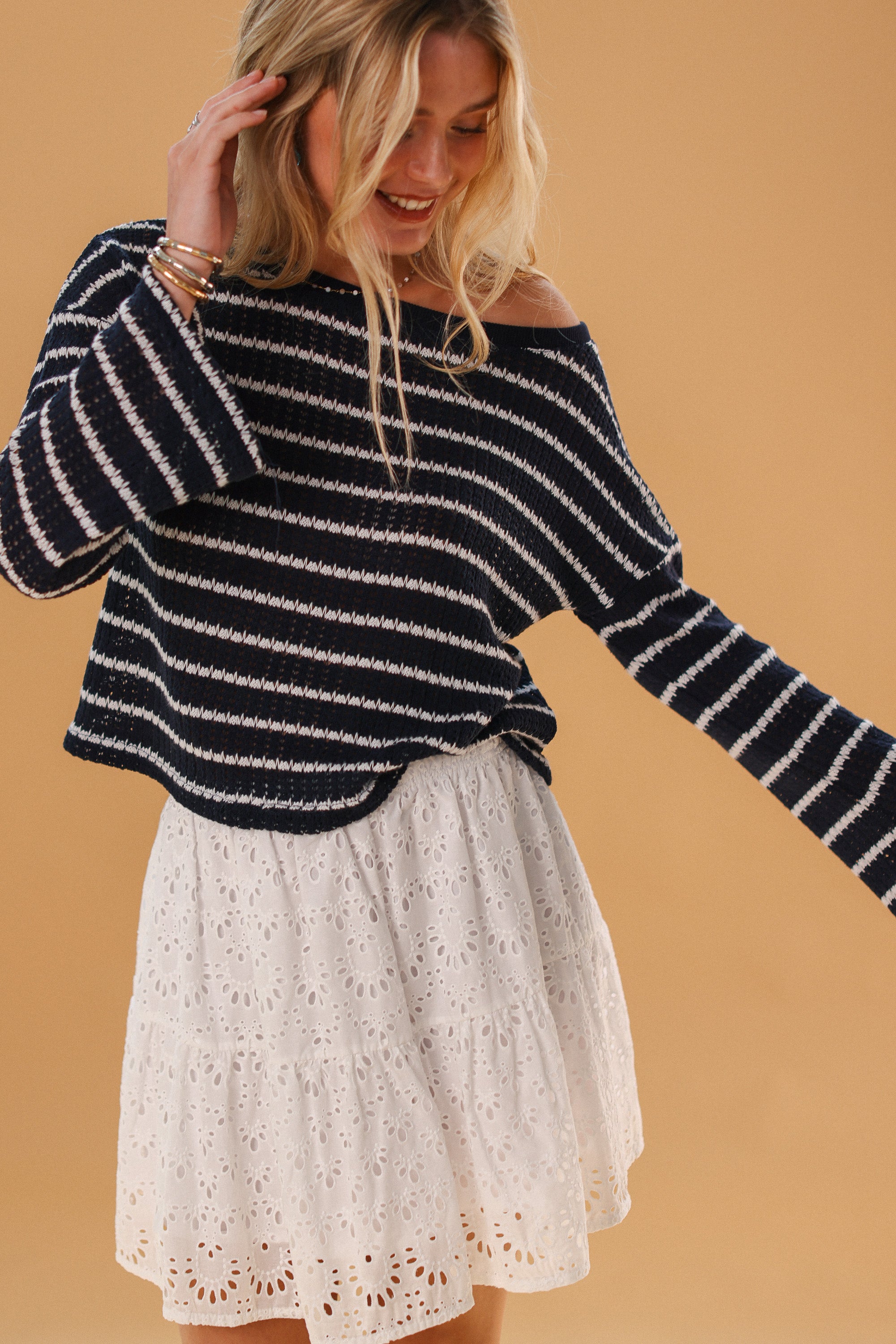 Knit Sweater Aurelie White Stripes