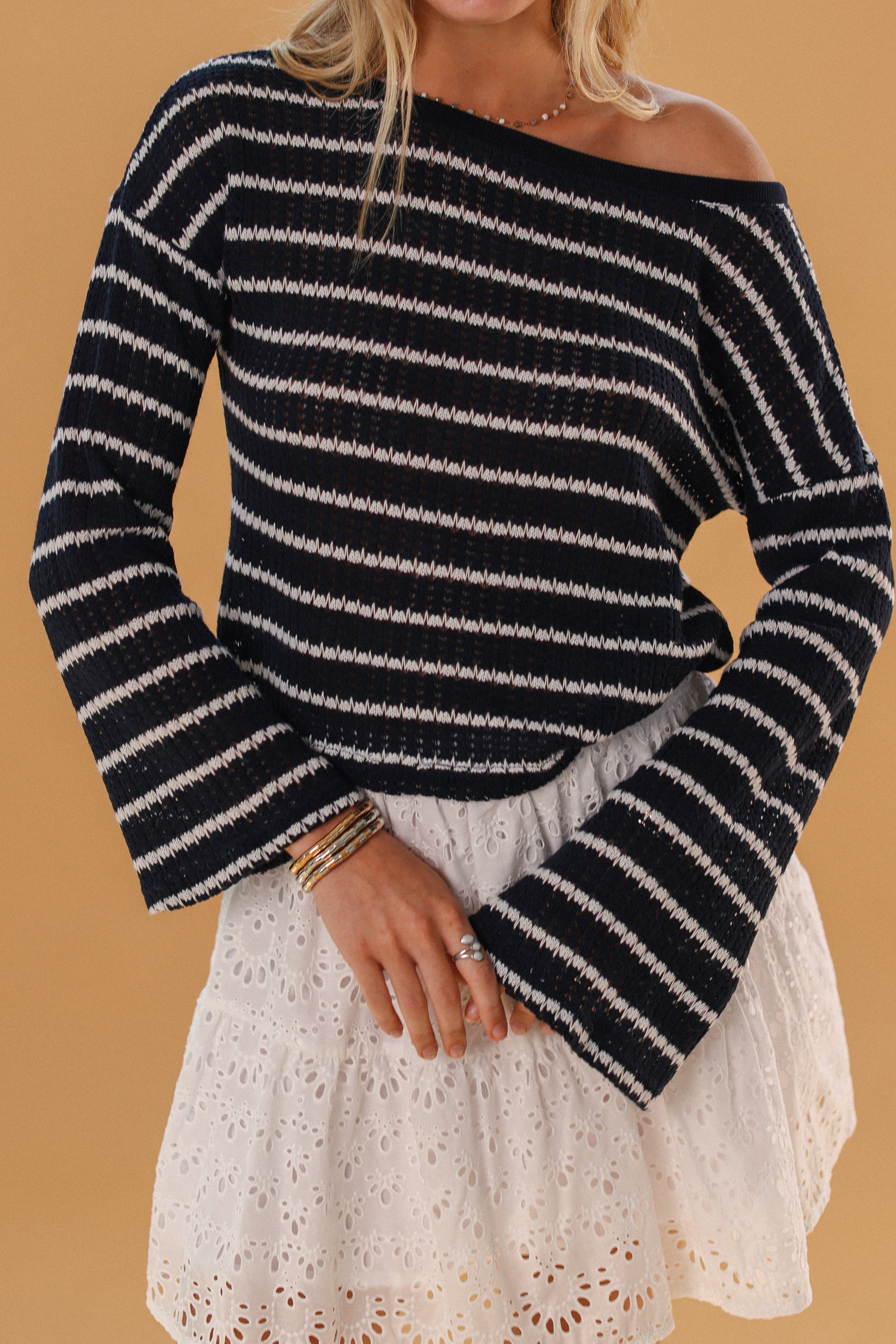 Knit Sweater Aurelie White Stripes