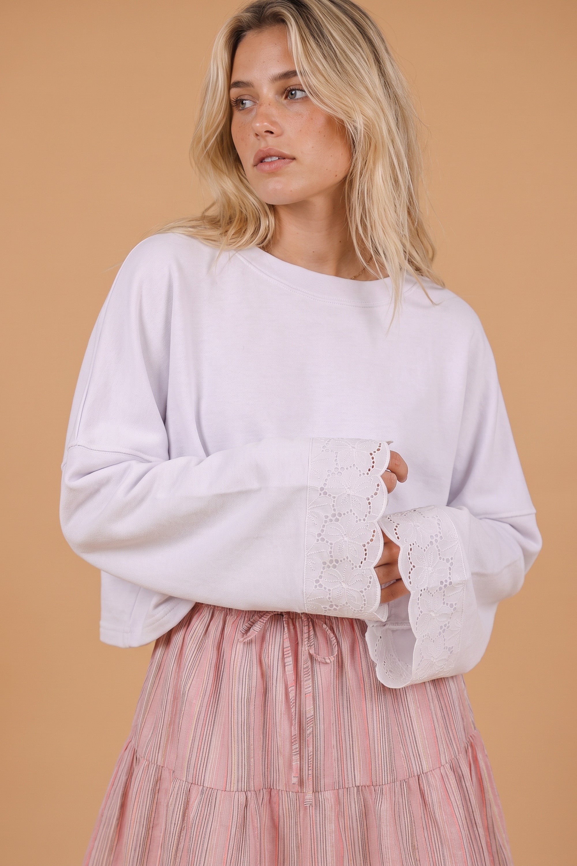 Sweatshirt Joe White Lace