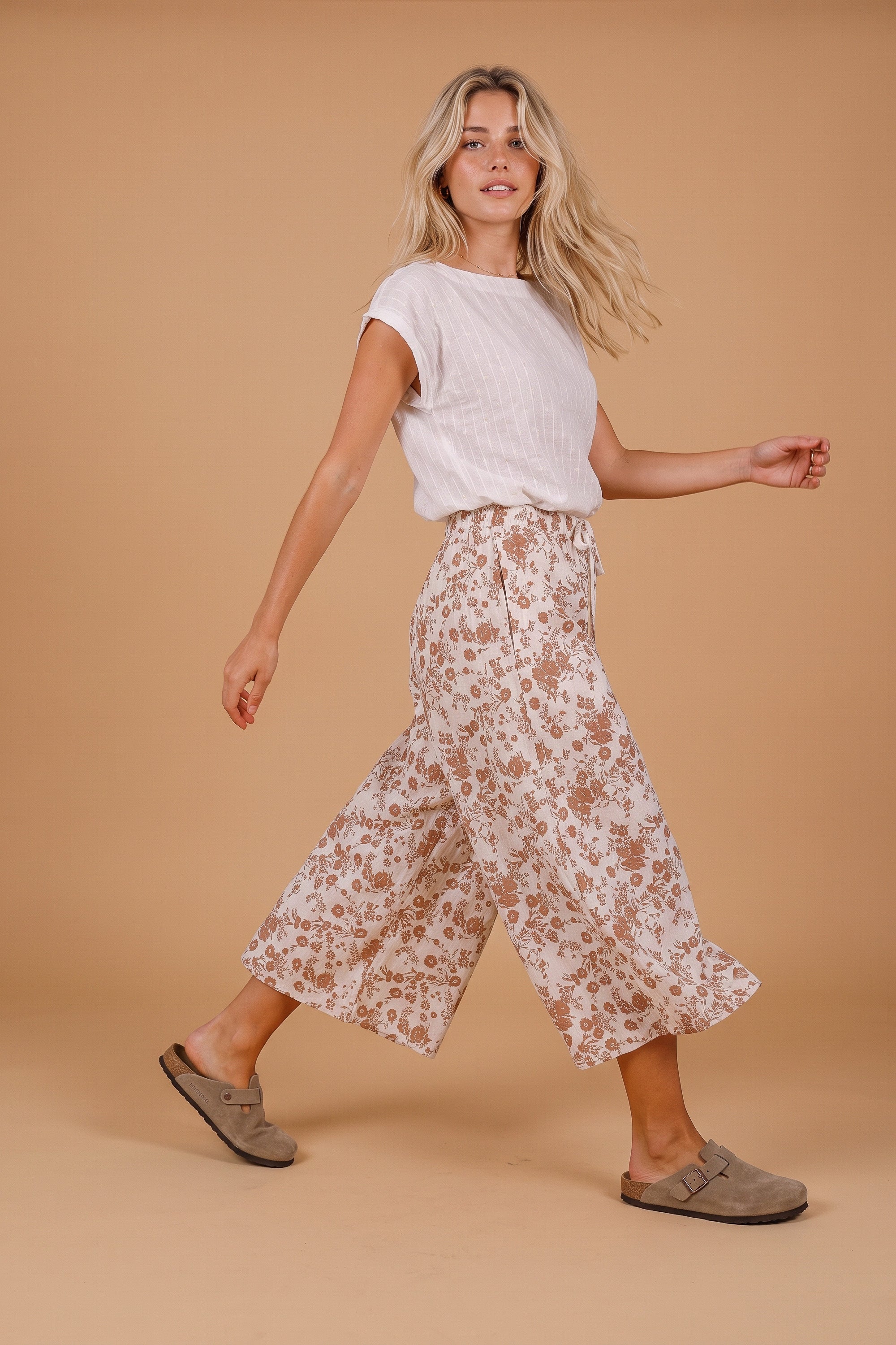 Jupe Culotte Jessie Latte Flowers