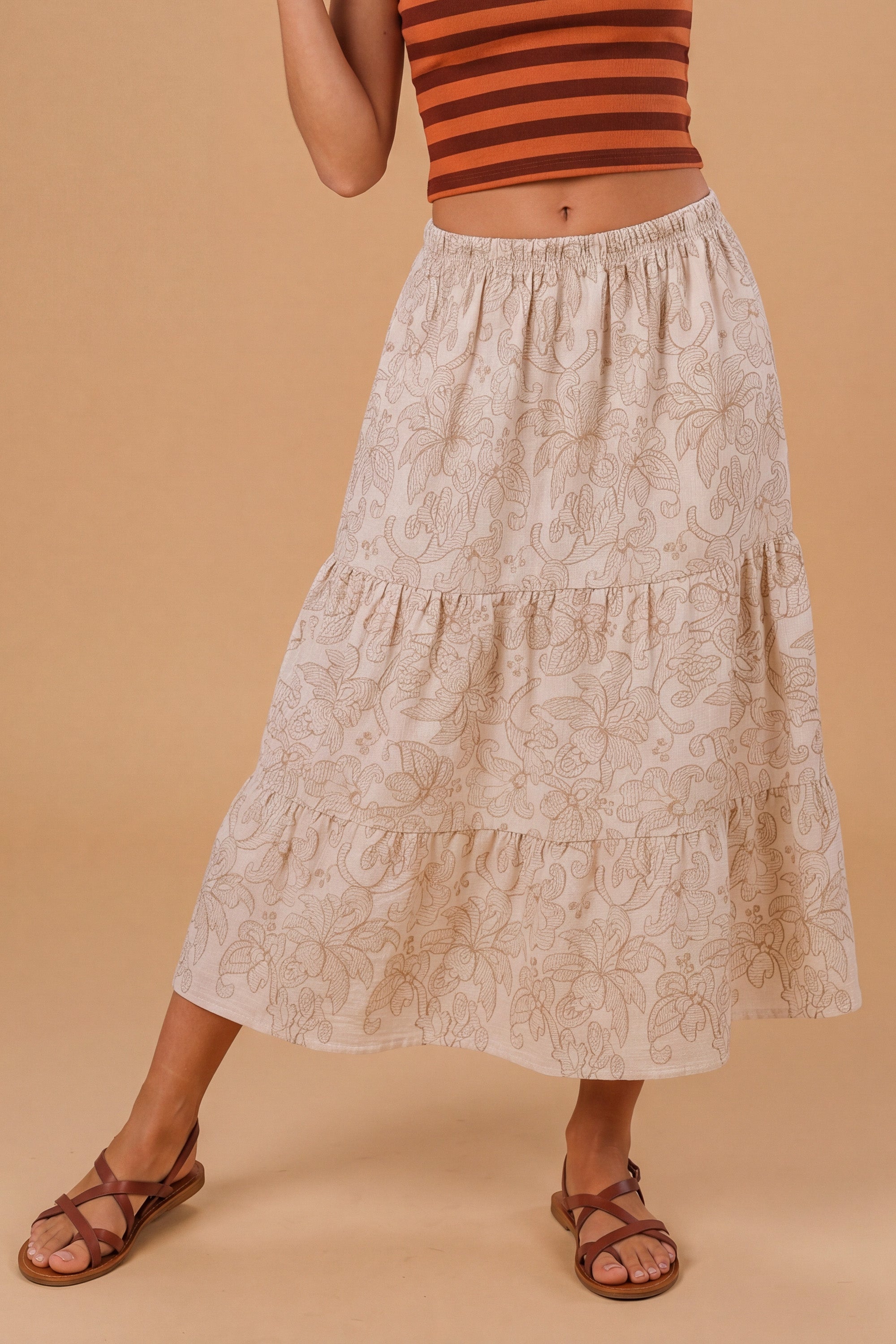 Skirt Martha Cream Embroidered