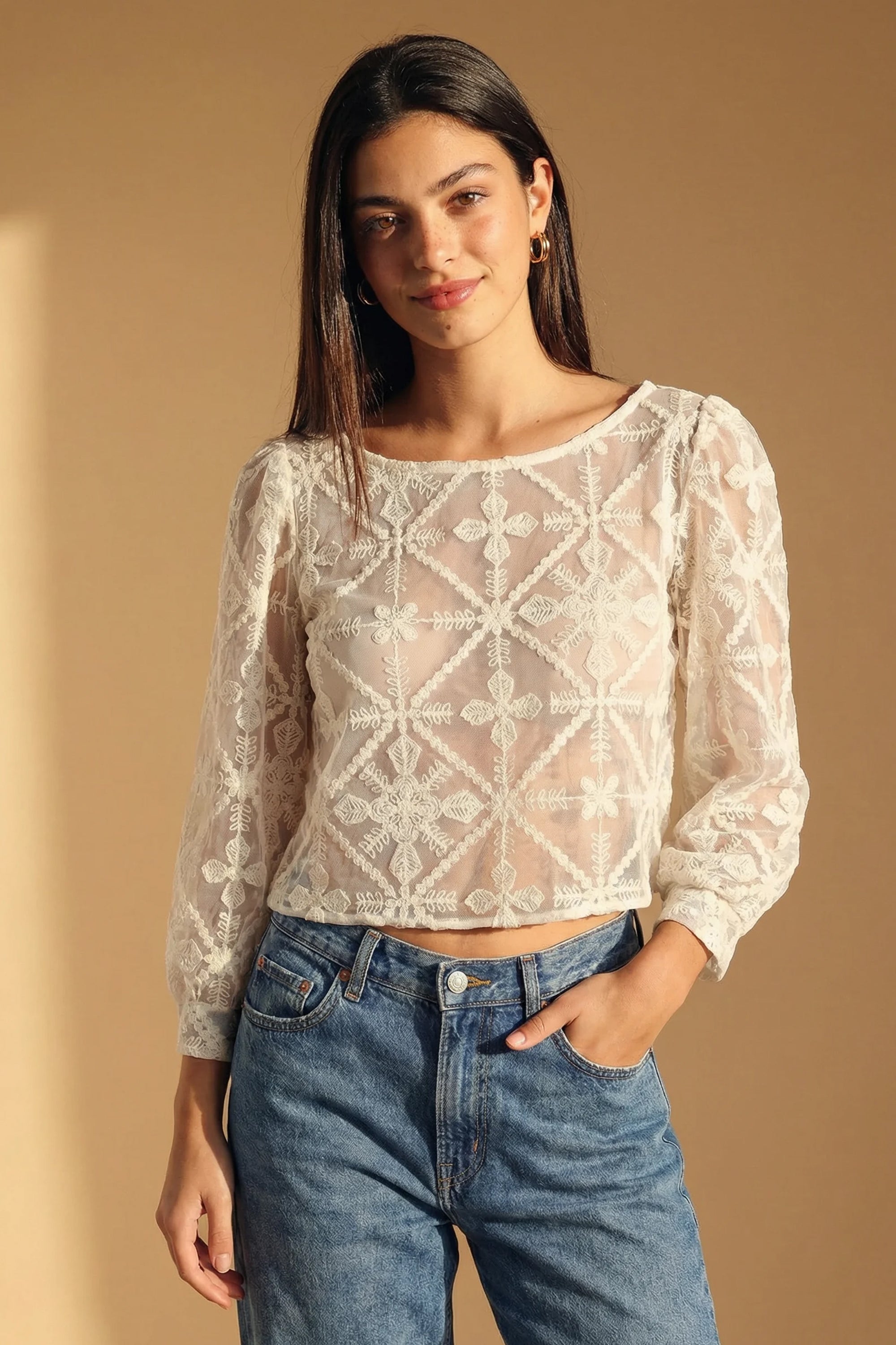 Top Idalia Creme Spitze