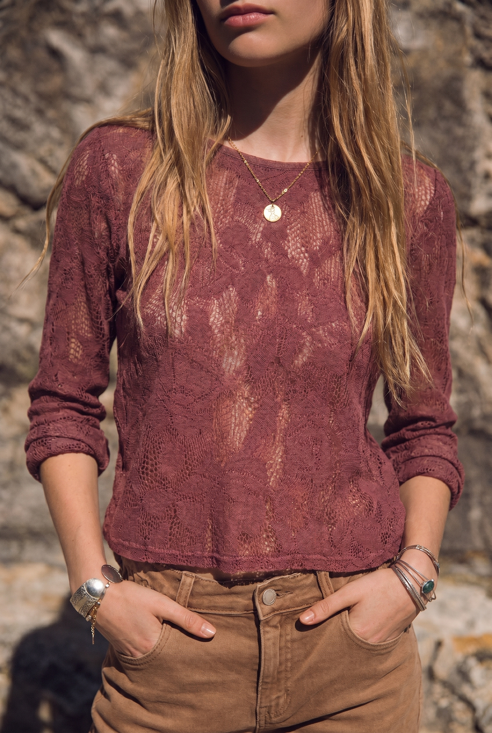 Top Marlena Stonewashed Plum Lace