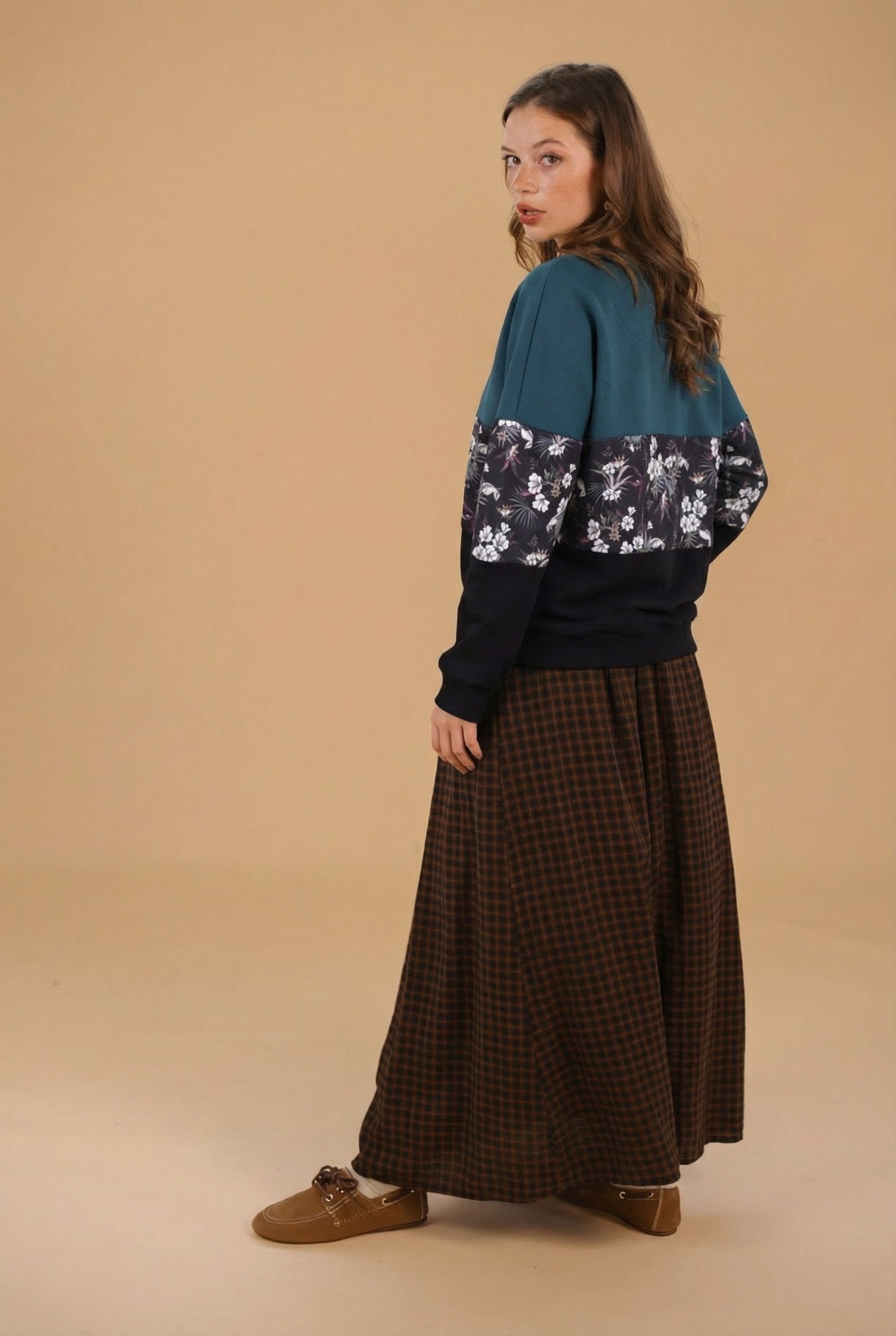 Sweater Mia Dark Teal Flowers