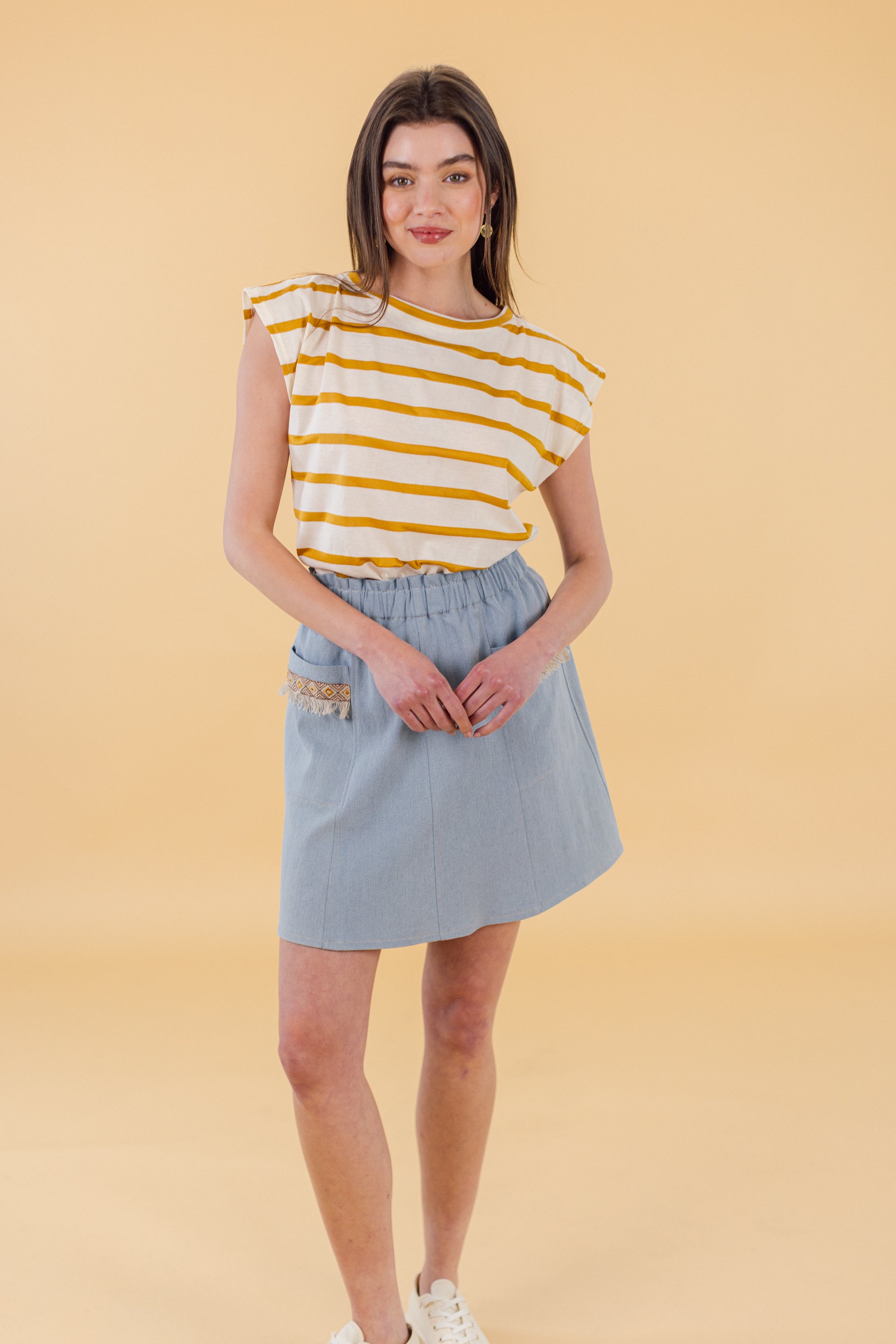 Top Aria Mustard Stripes
