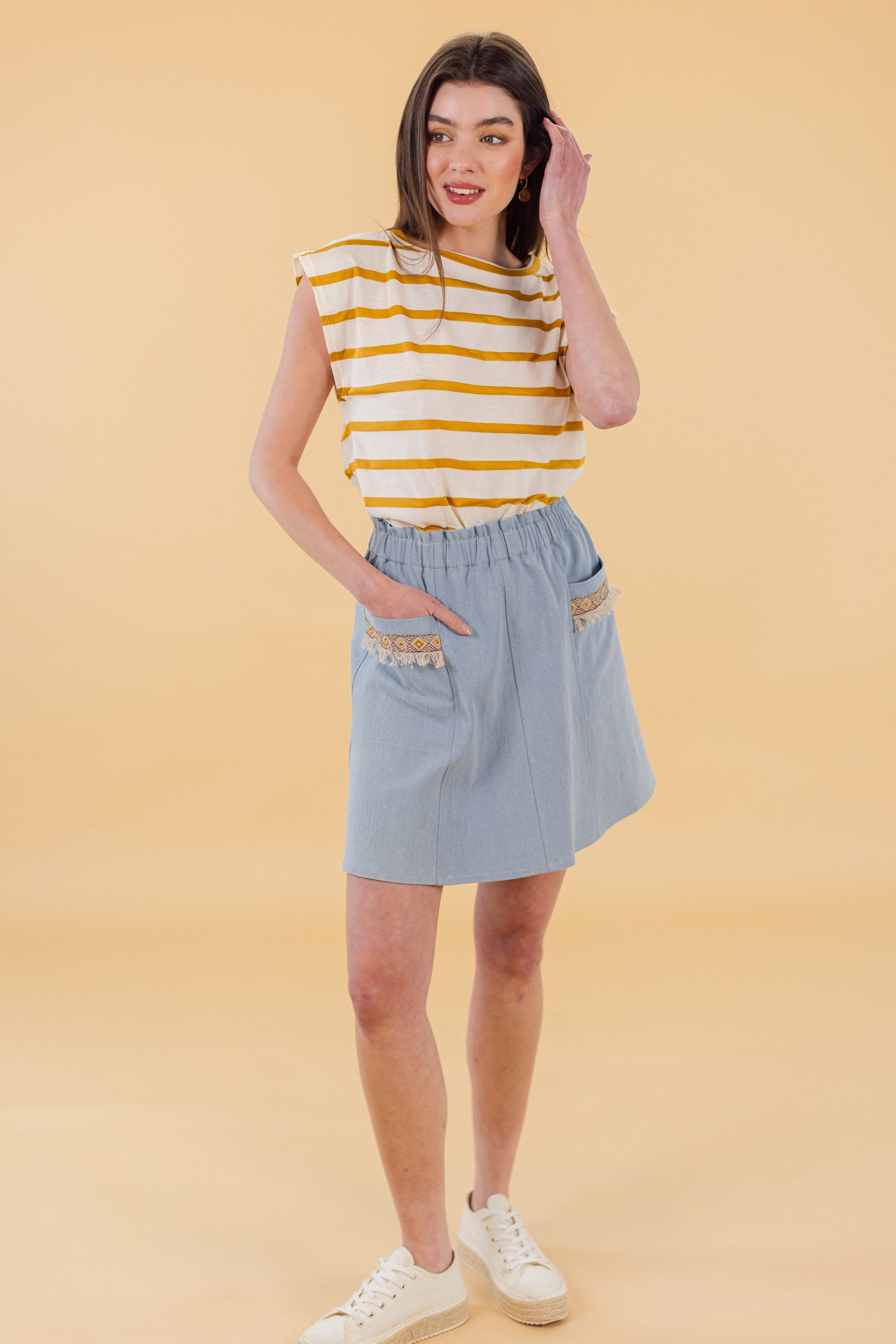 Top Aria Mustard Stripes