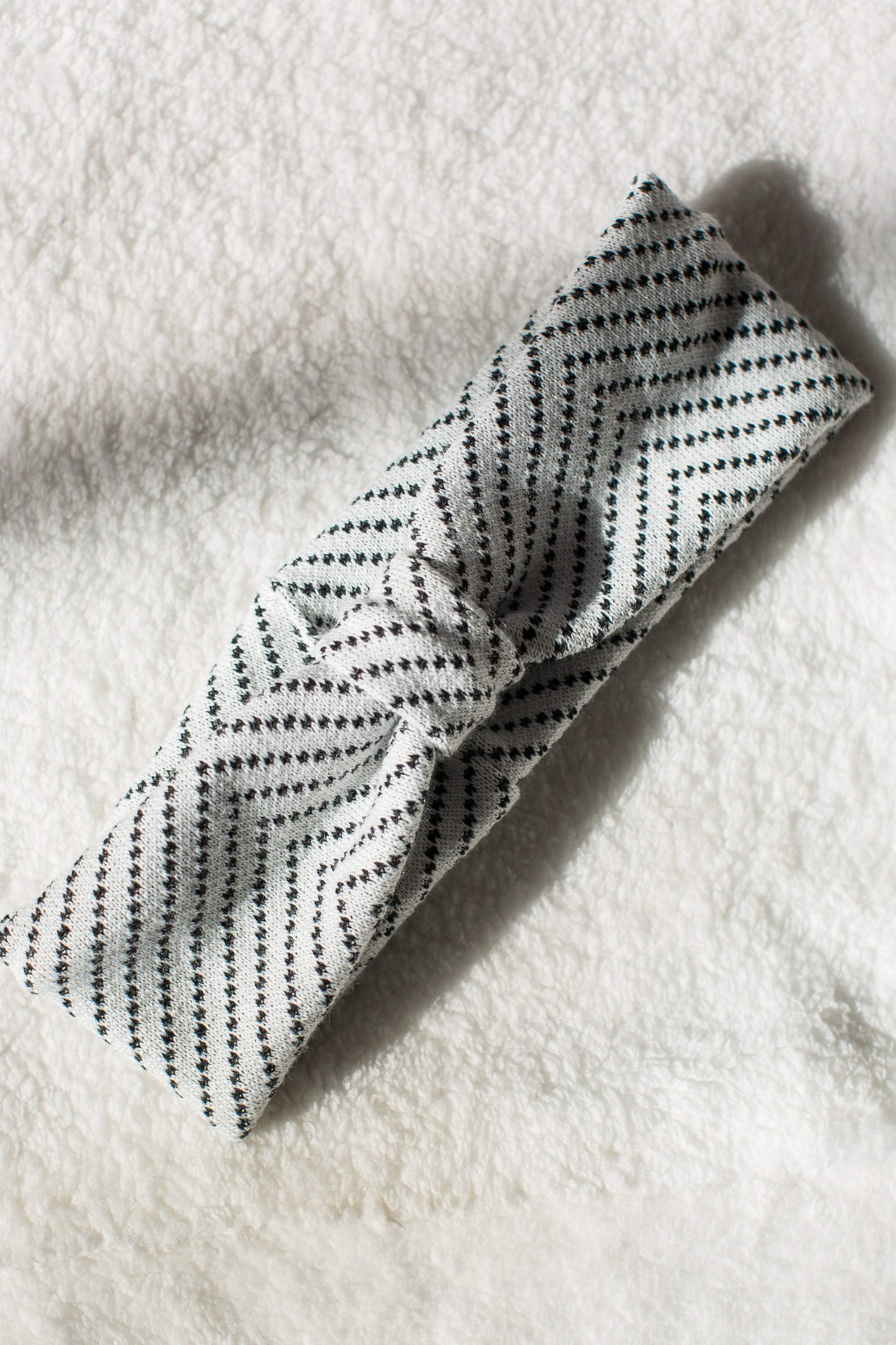 Headband White Herringbone