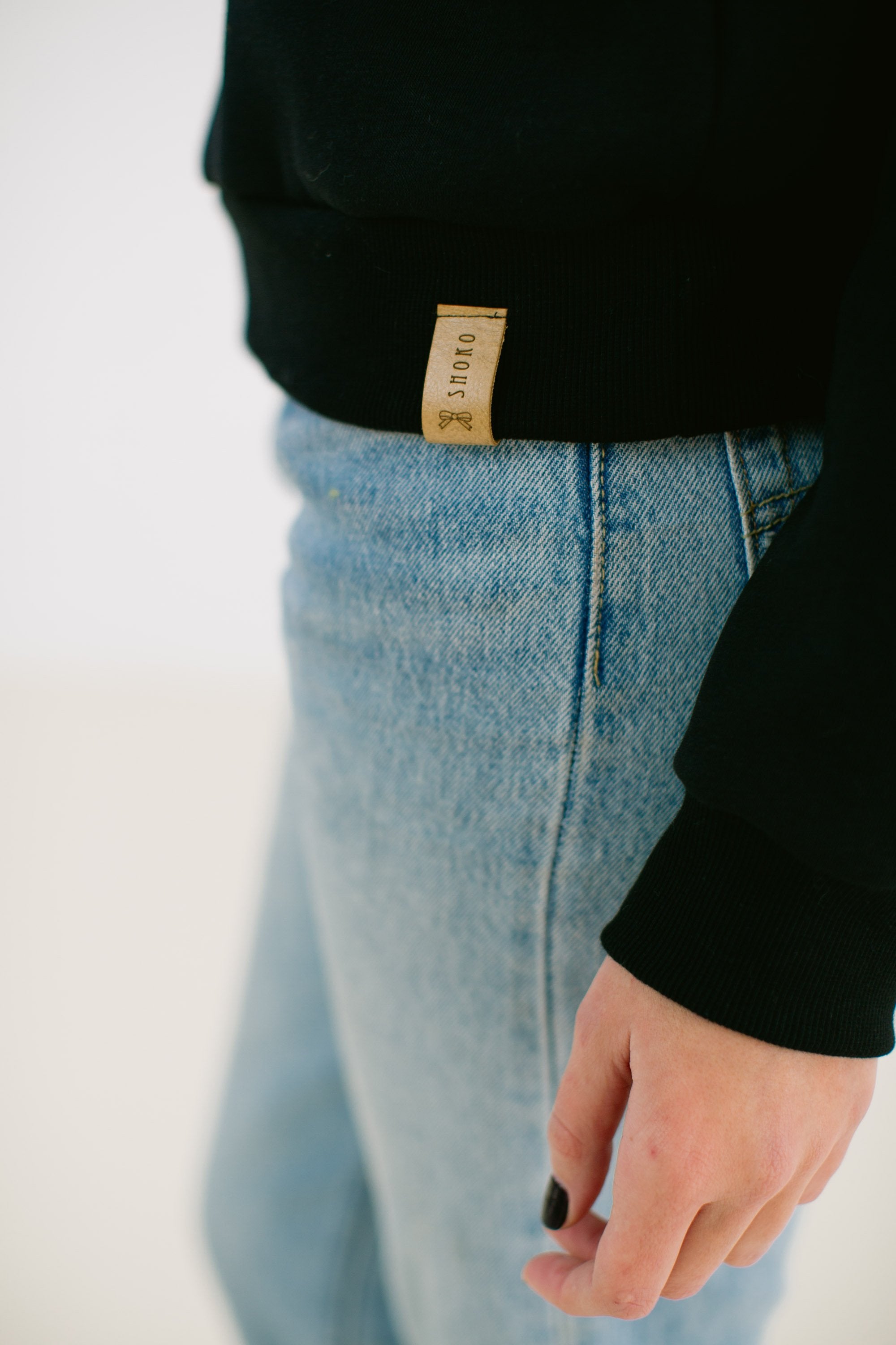 Sweater Mia in green, white herringbone & black