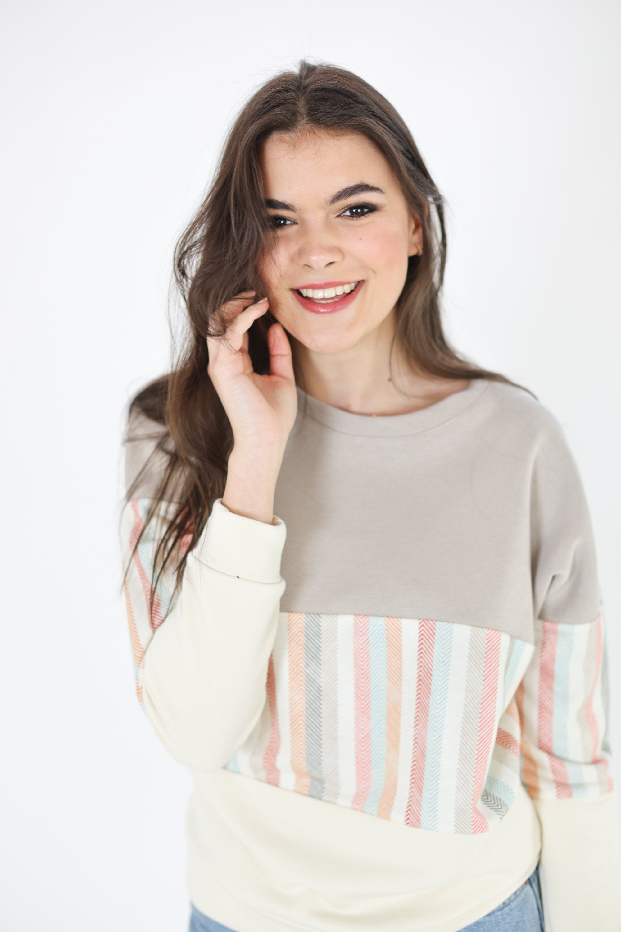 Sweater Mia mocha candy stripes