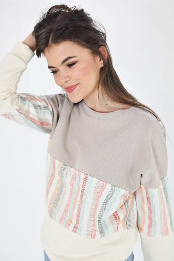 Sweater Mia mocha candy stripes
