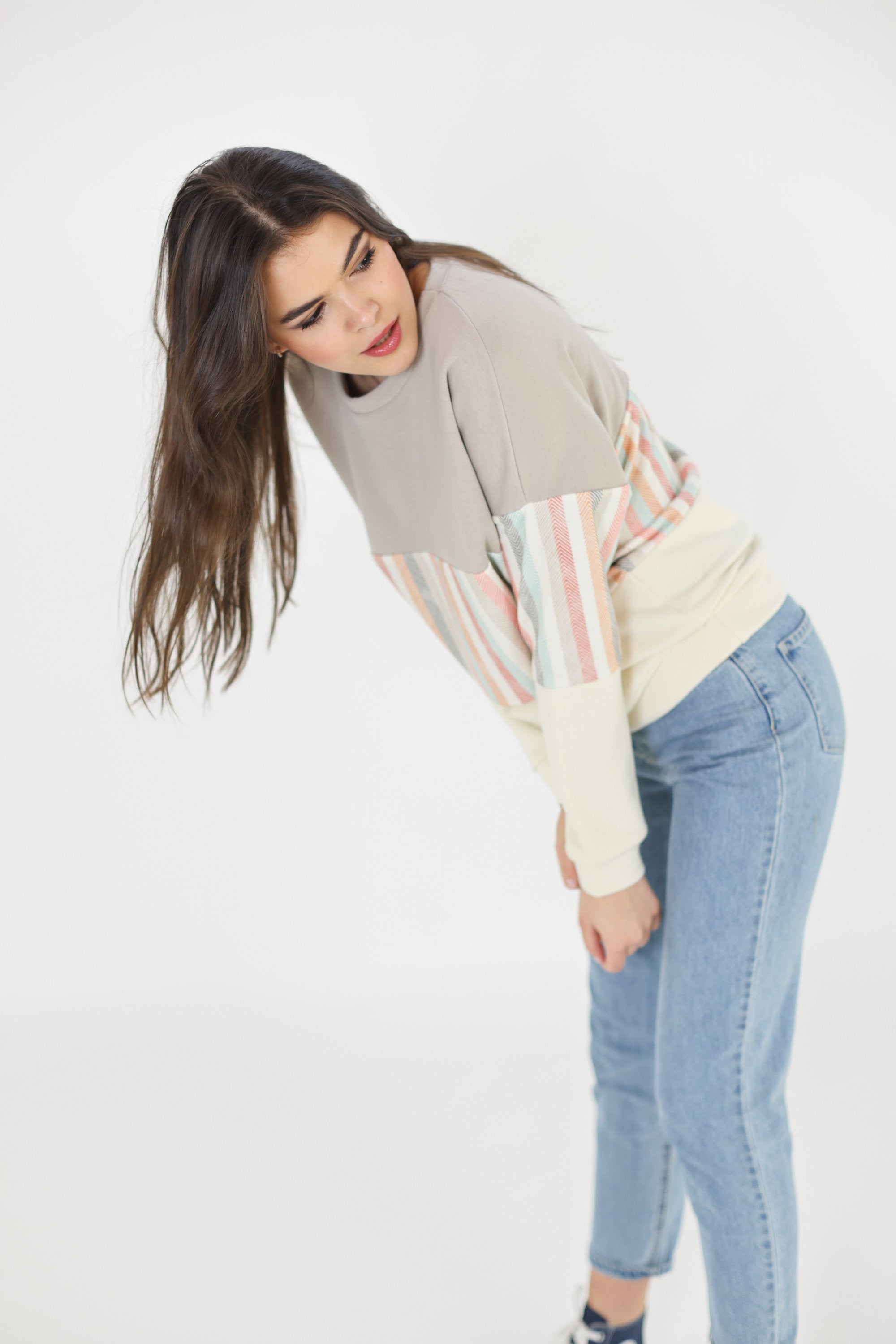 Sweater Mia mocha candy stripes