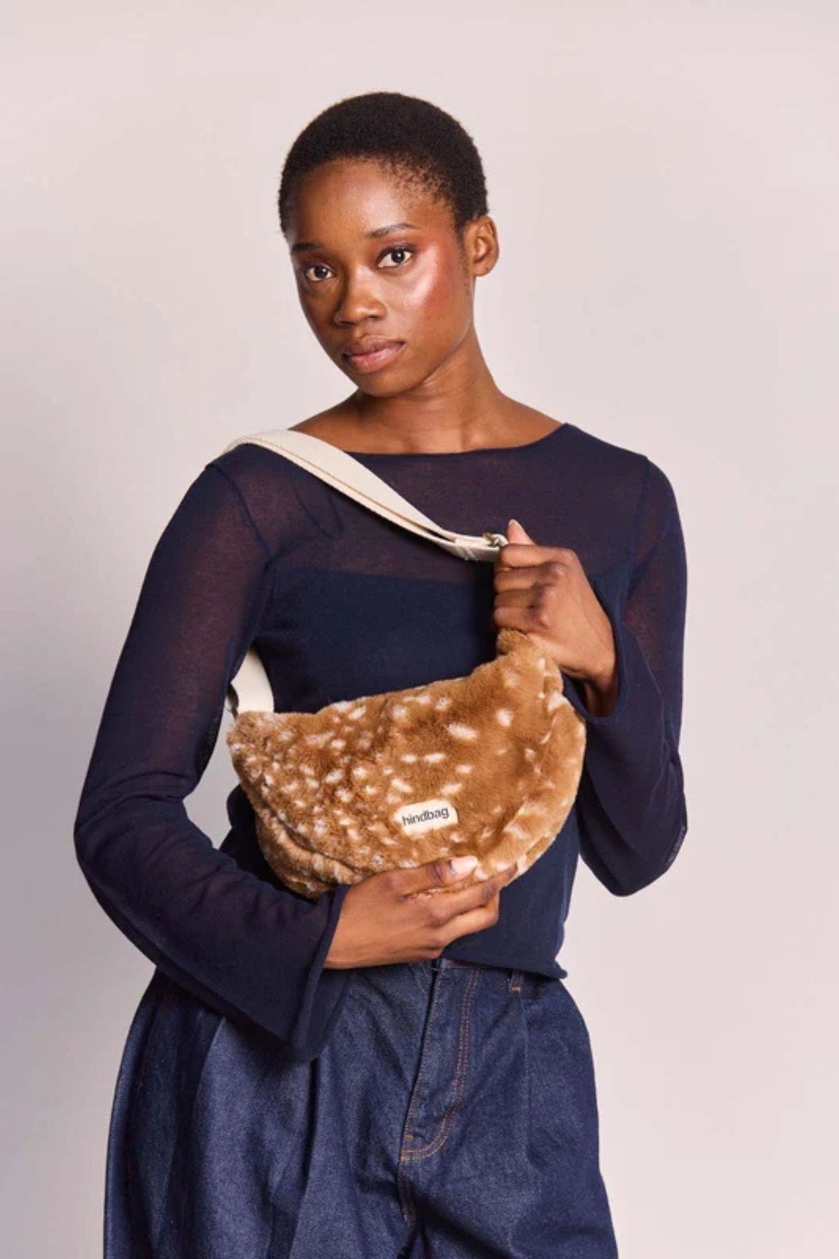 Half Moon Bag Andrea Faux Fur Canelle