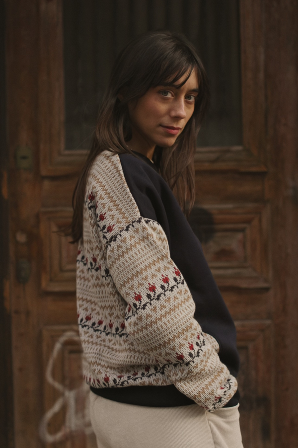 Pullover Wanderlust Blau Folk