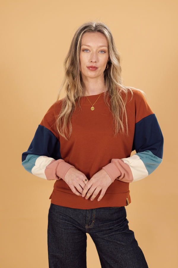 Sweater Happy in Burnt Orange