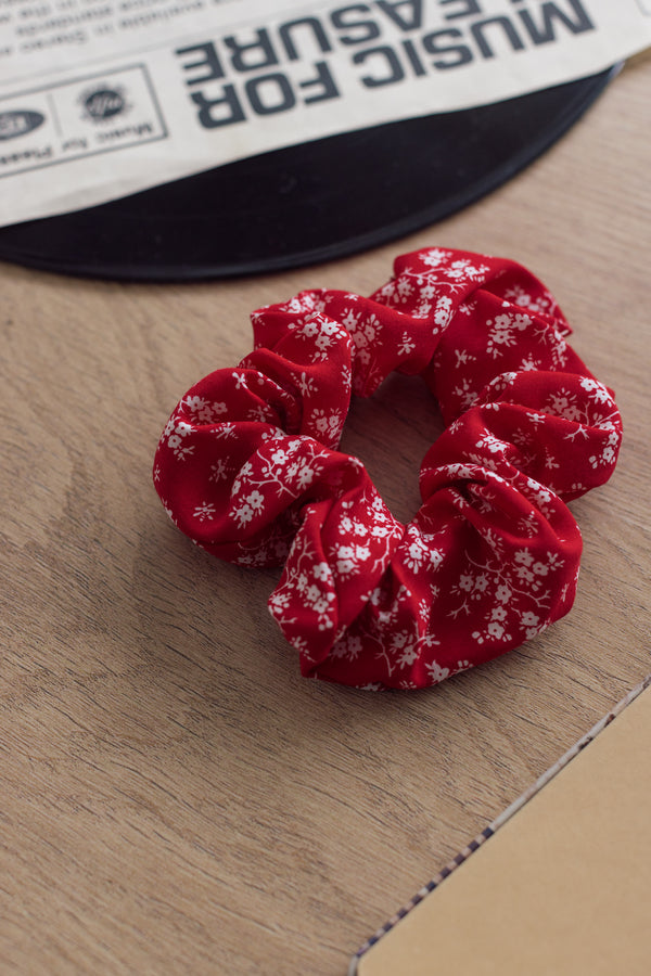 Scrunchie Red Cherry Blossom