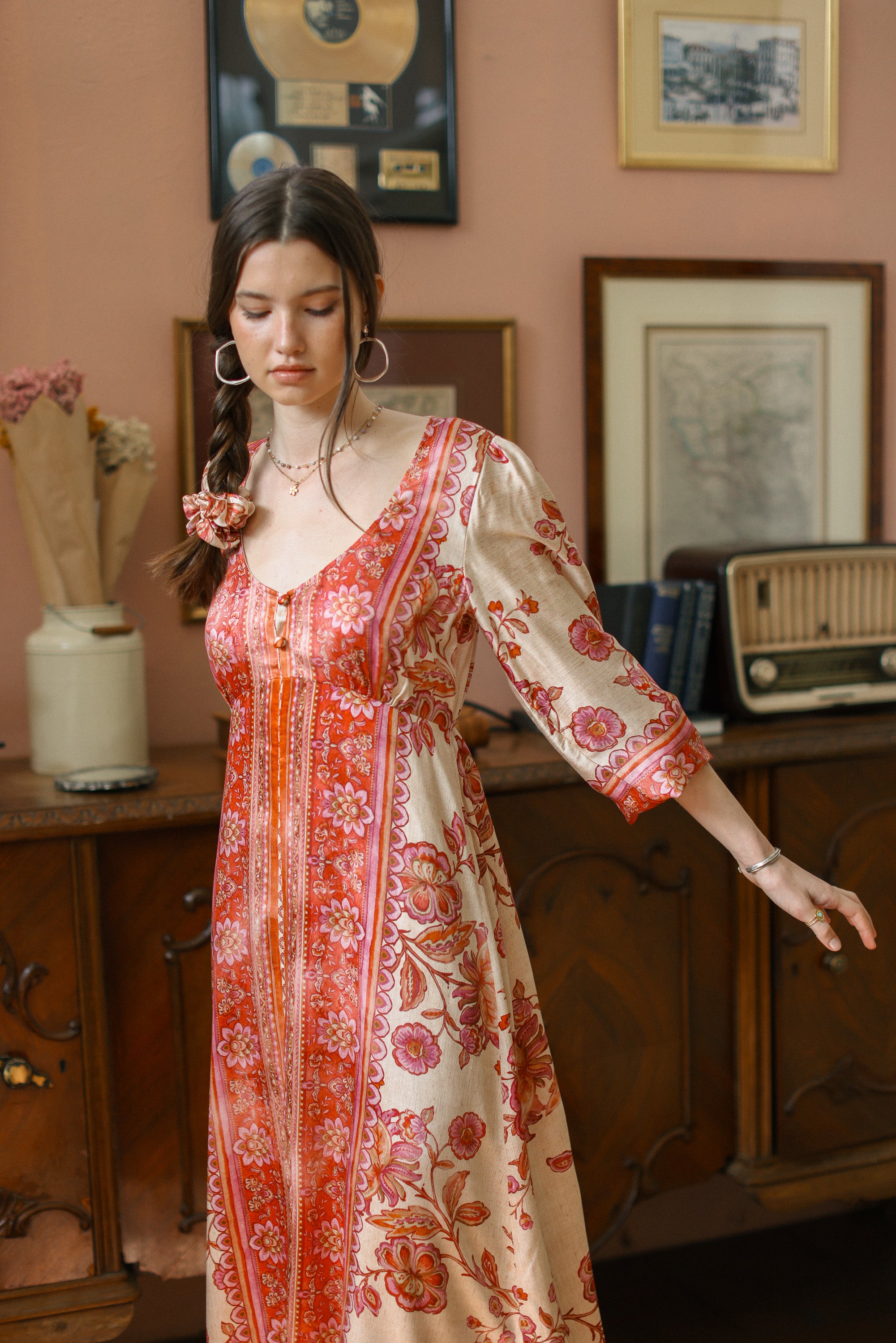 Dress Sora Rouge Flowers