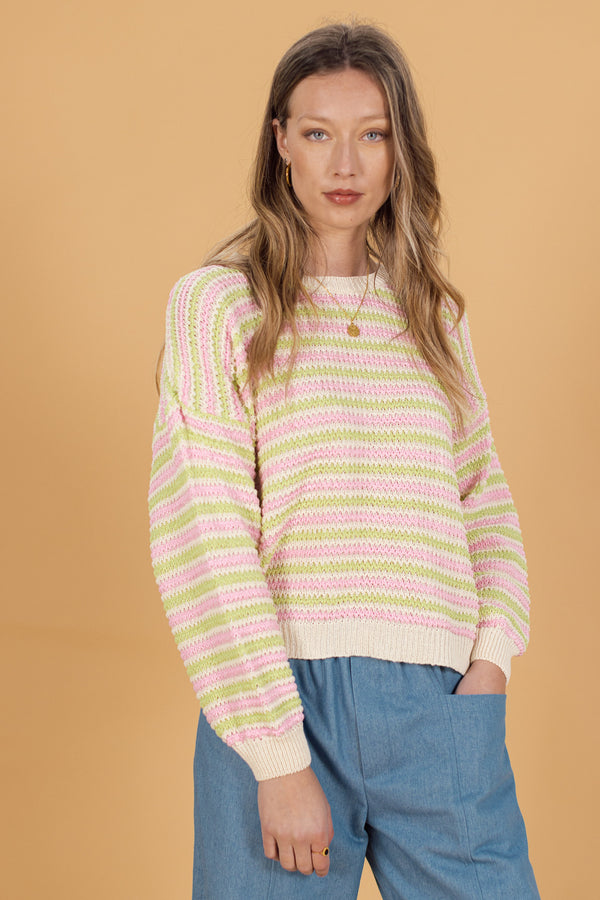 Knit Sweater Roben Pistachio Stripes