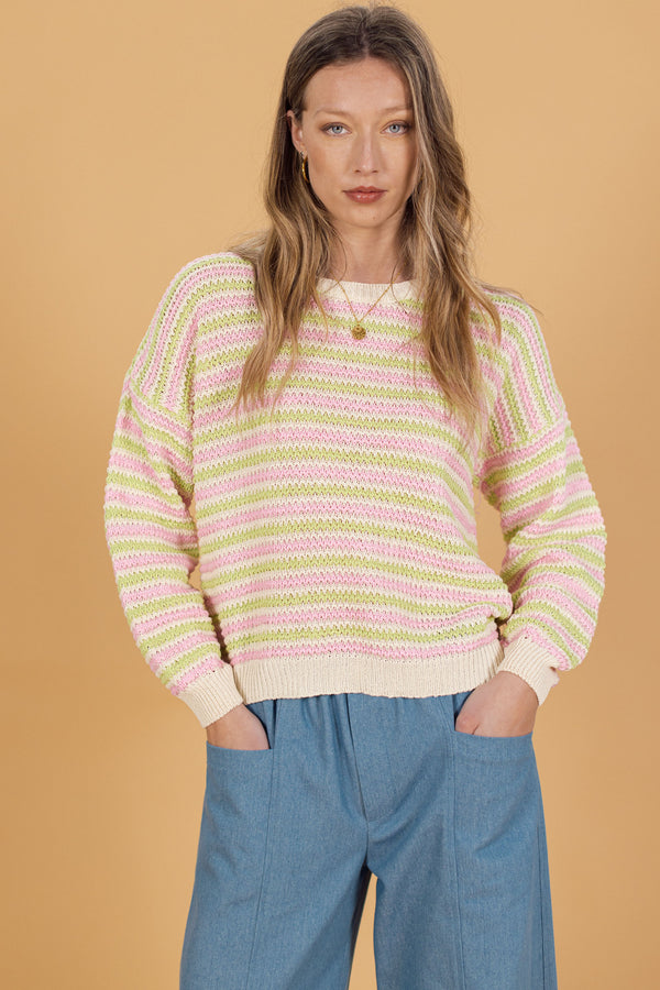 Knit Sweater Roben Pistachio Stripes