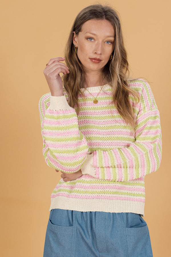 Knit Sweater Roben Pistachio Stripes