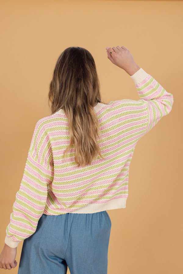 Knit Sweater Roben Pistachio Stripes