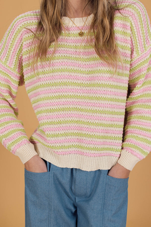 Knit Sweater Roben Pistachio Stripes