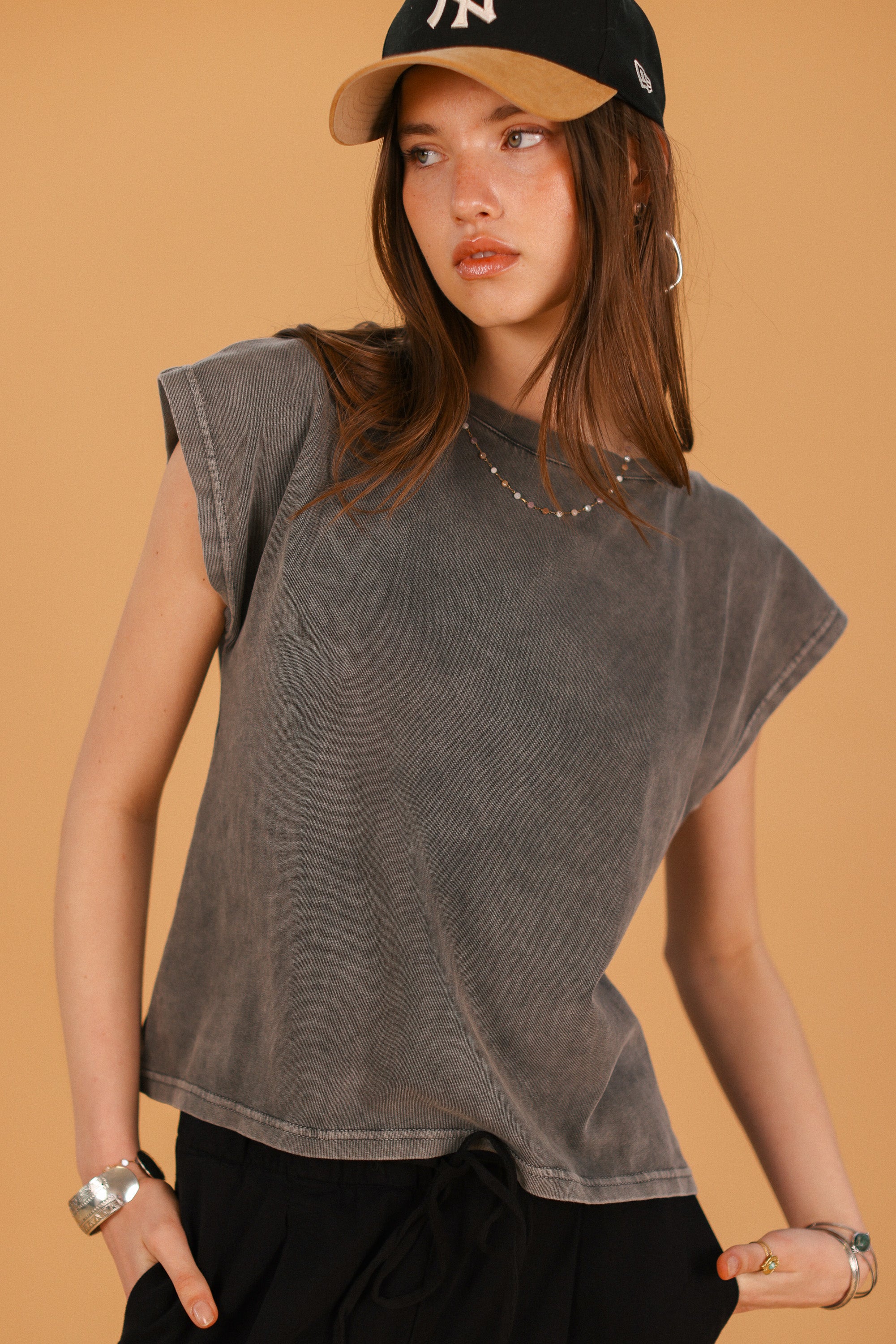 Top Aria Stonewashed Grey
