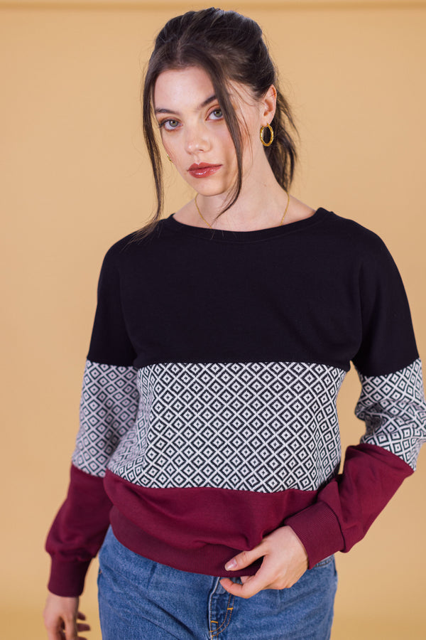 Pullover Mia Burgund gestrickt