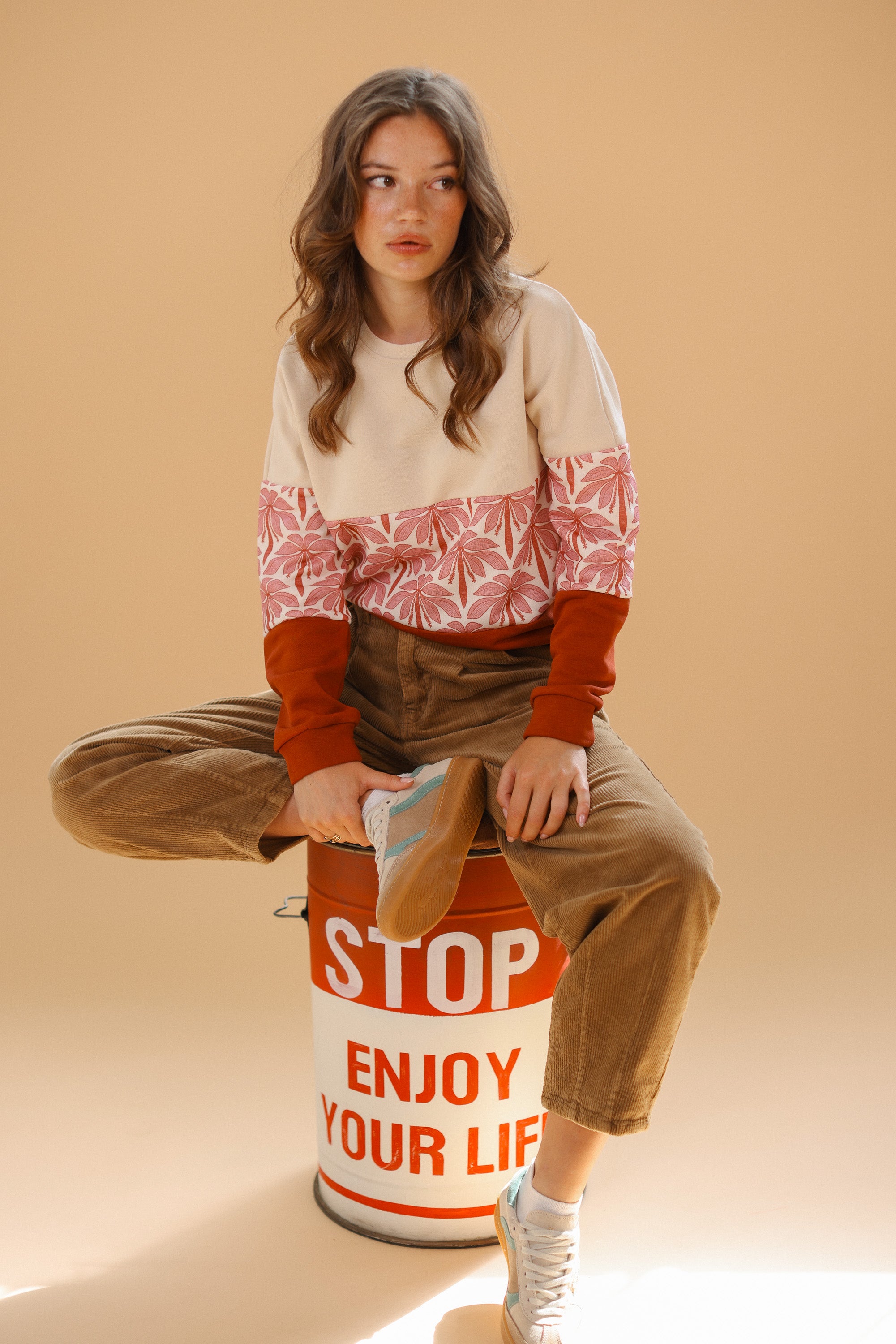 Sweater Mia Cream Rose Palms