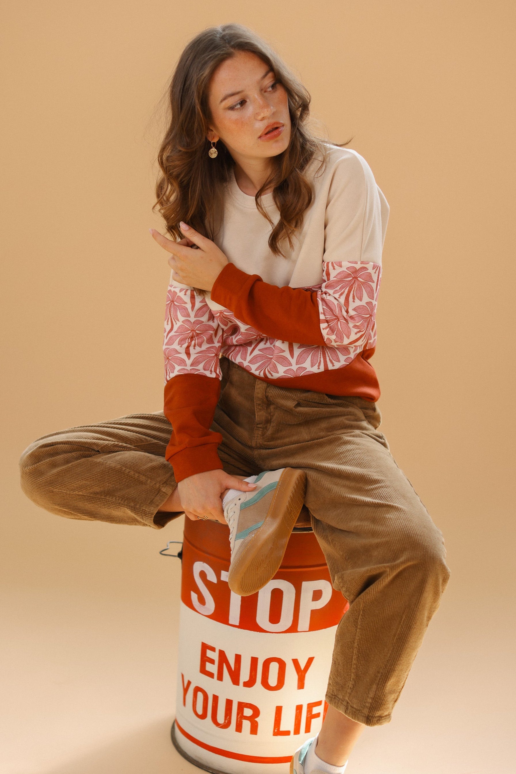 Sweater Mia Cream Rose Palms