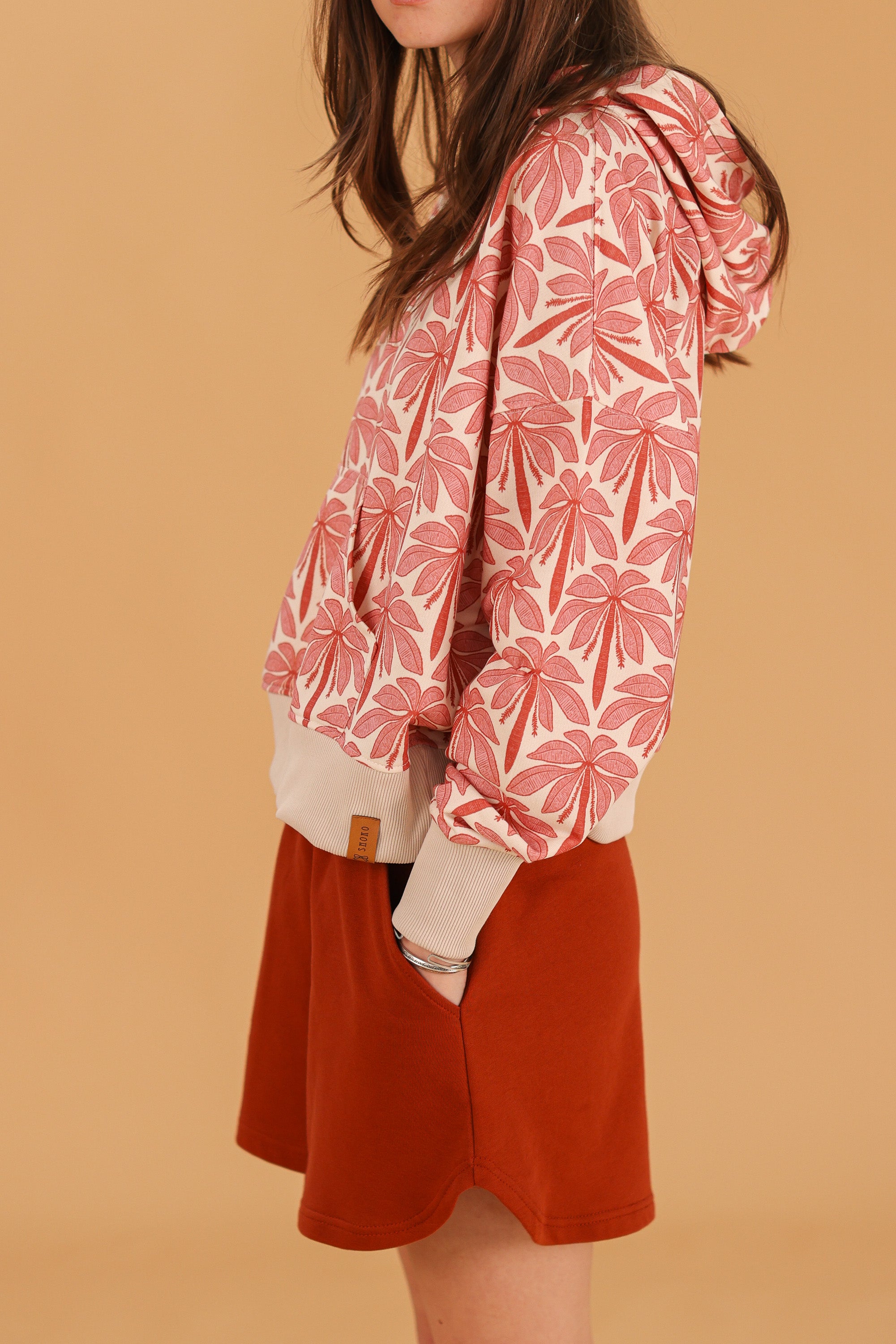 Hoodie Leyla Cream Rose Palms