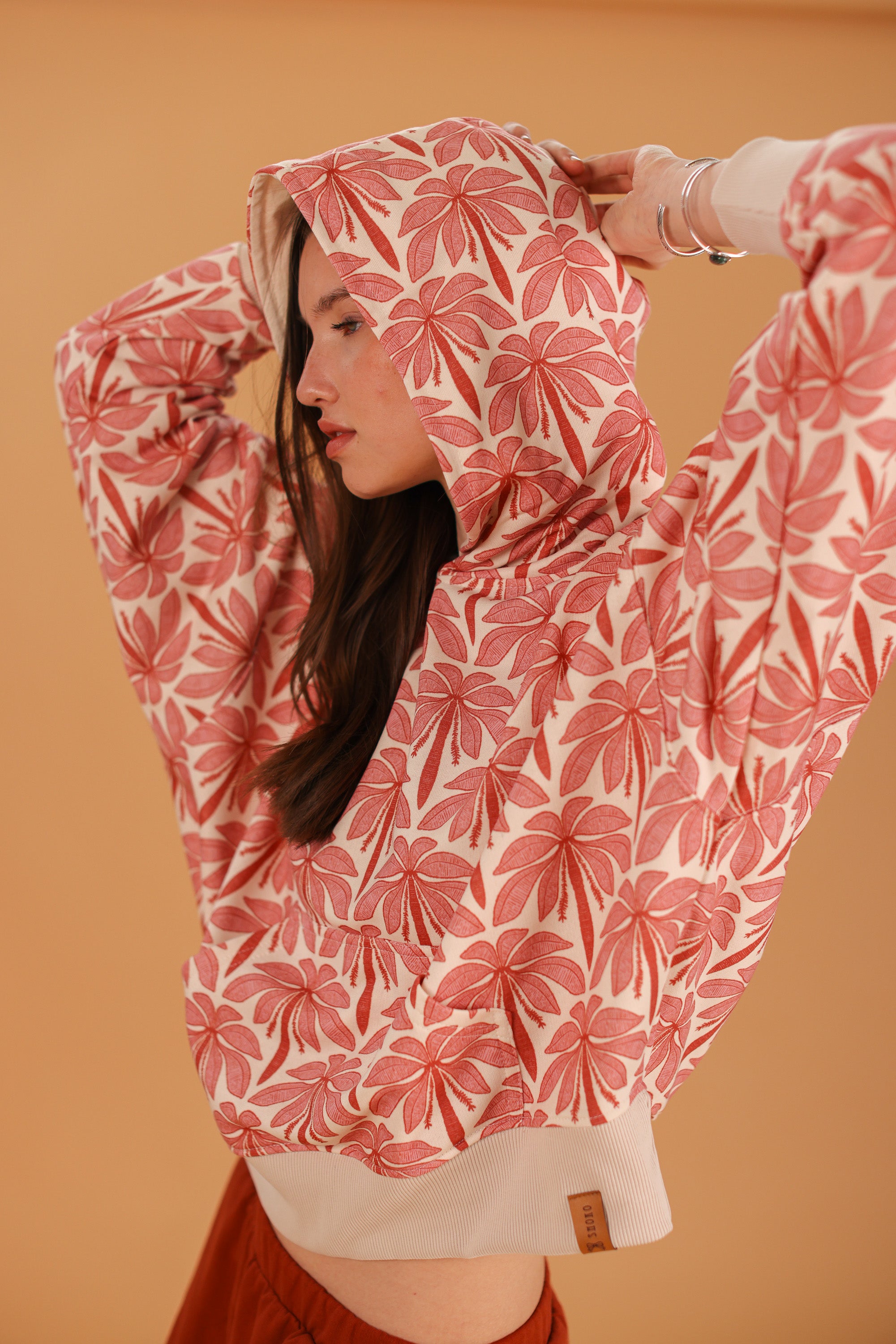 Hoodie Leyla Cream Rose Palms