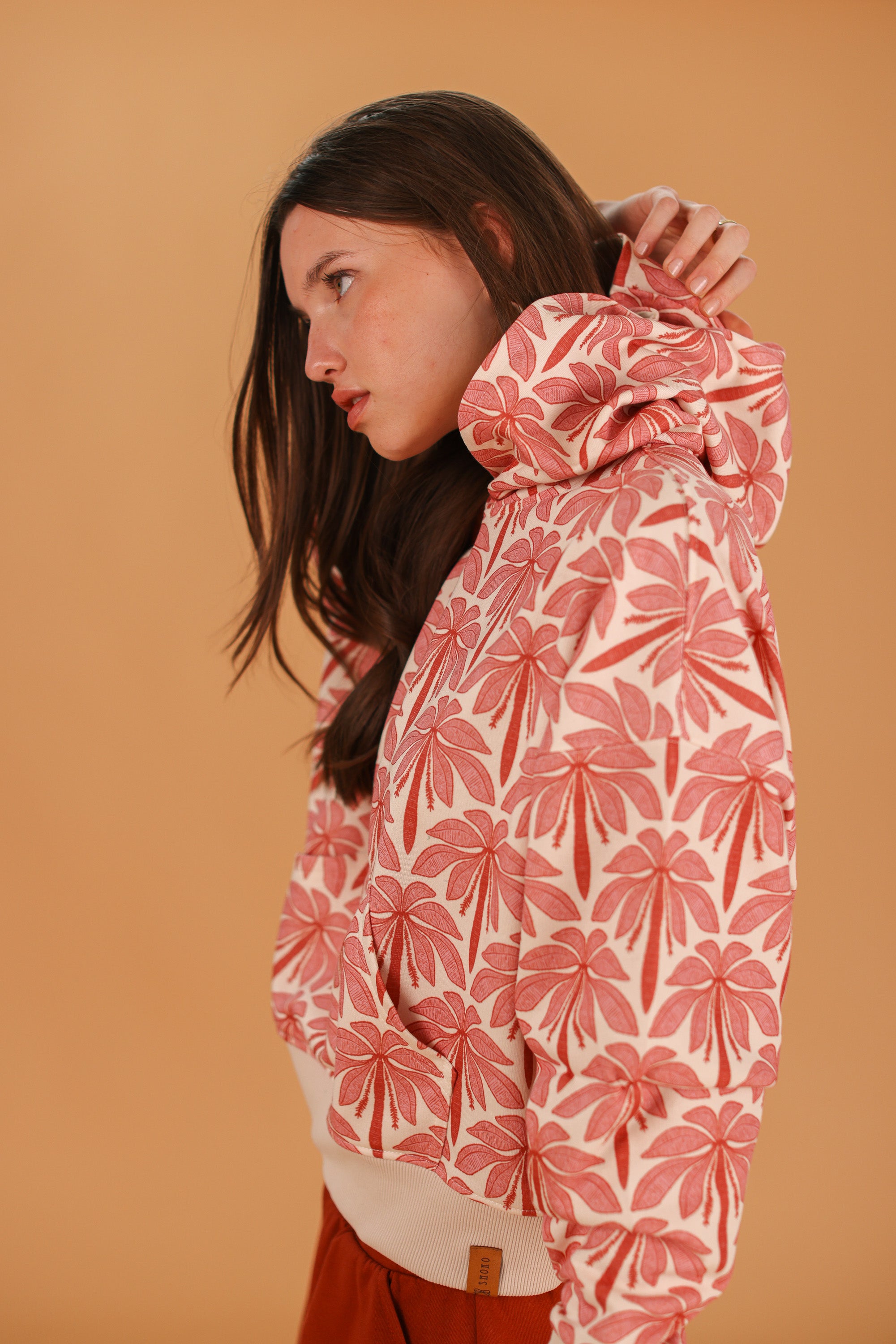 Hoodie Leyla Cream Rose Palms