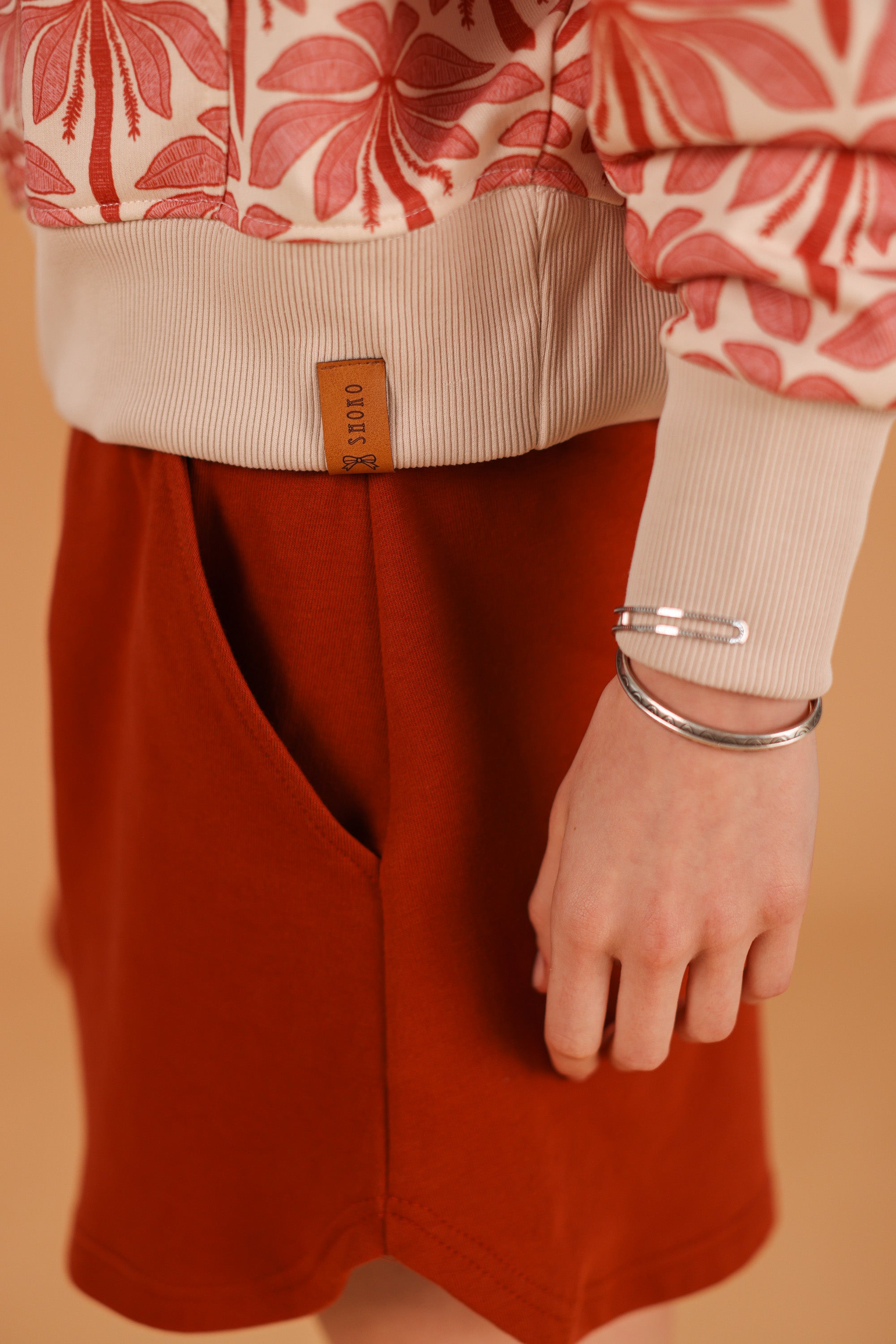 Hoodie Leyla Cream Rose Palms