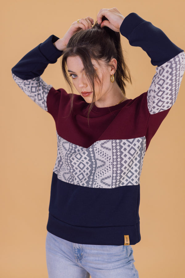 Sweater Mia Burgundy Blue Geo