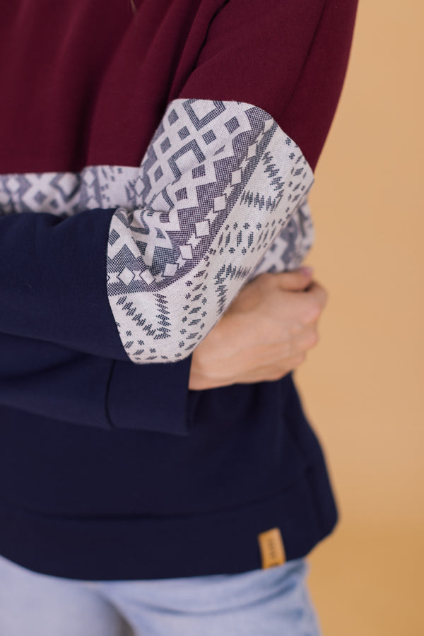 Sweater Mia Burgundy Blue Geo