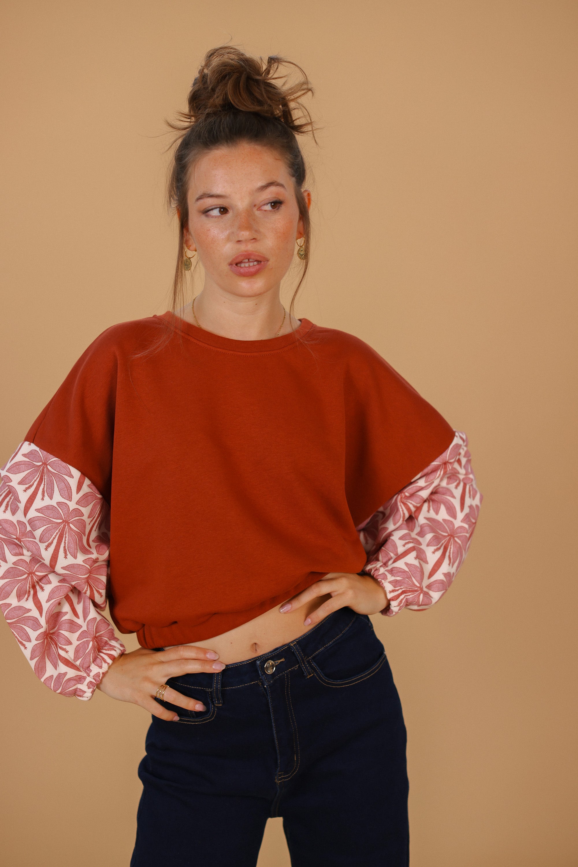 Sweater Maelis Terracotta Rose Palms