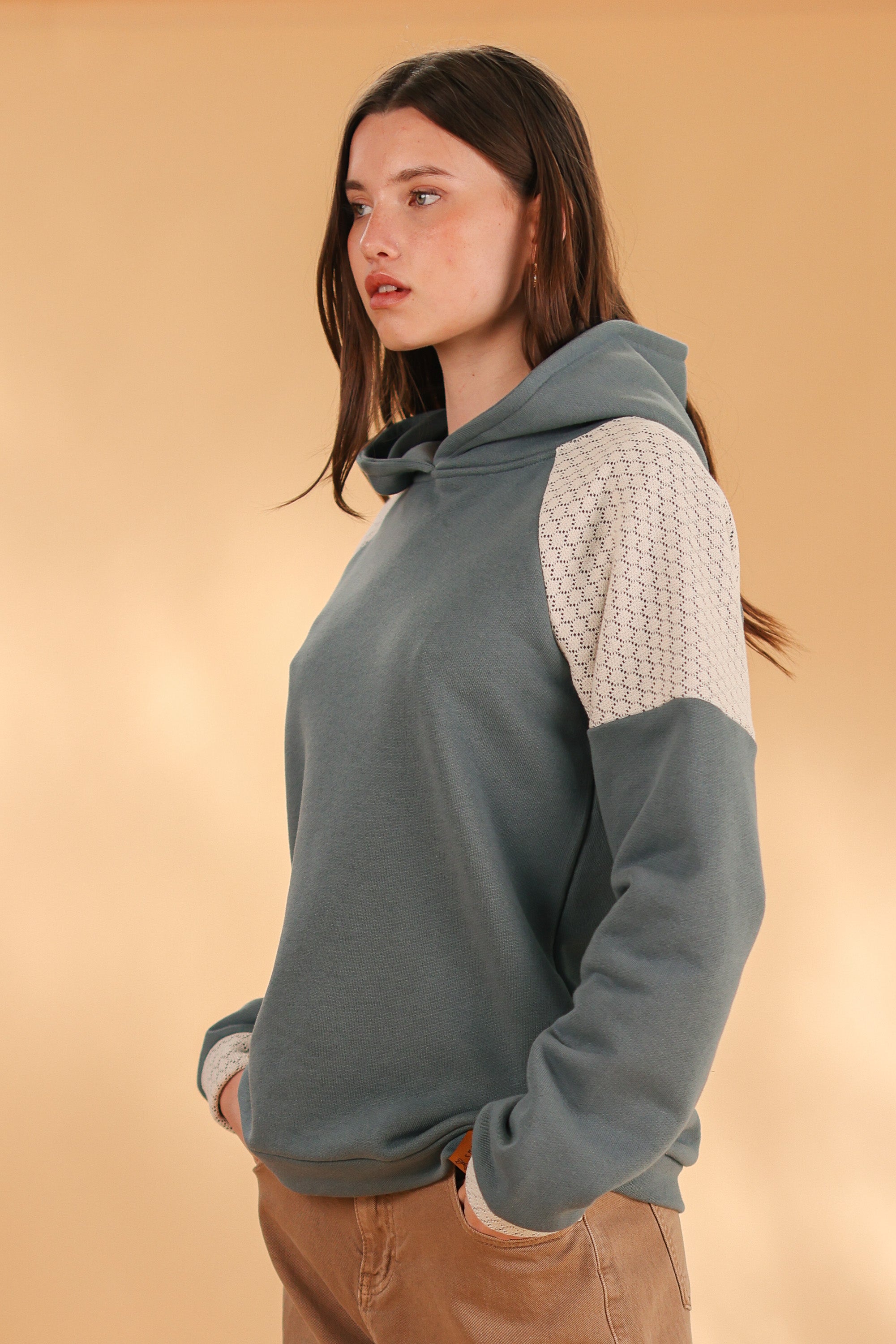 Hoodie Meyra Teal Lace