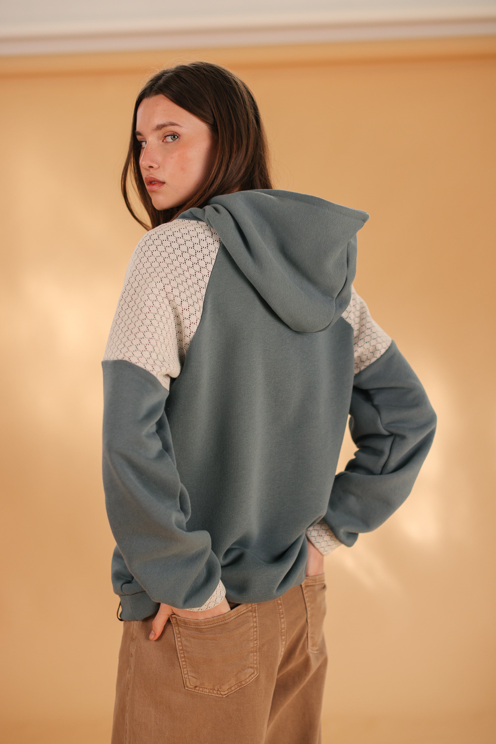 Hoodie Meyra Teal Lace