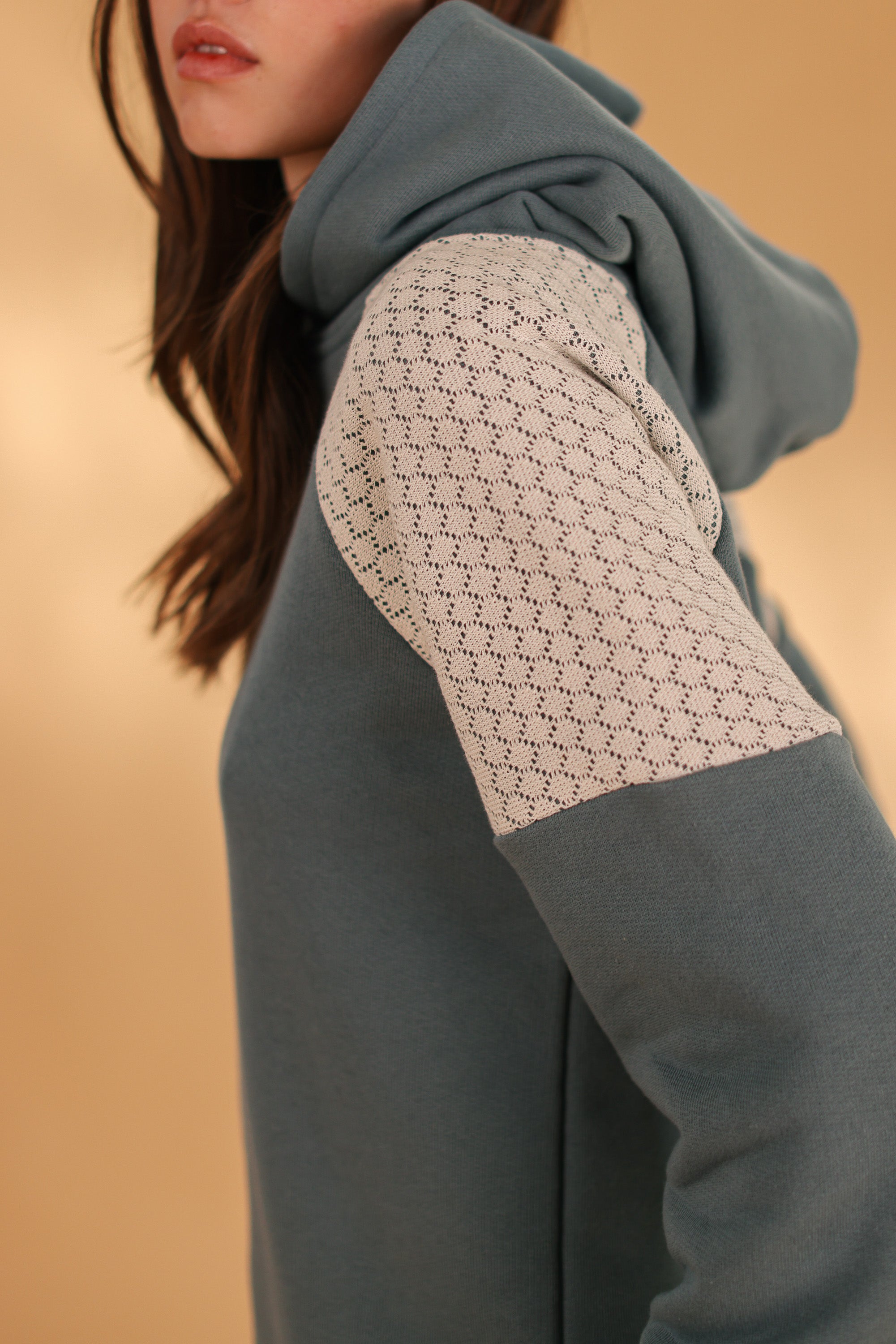 Hoodie Meyra Teal Lace