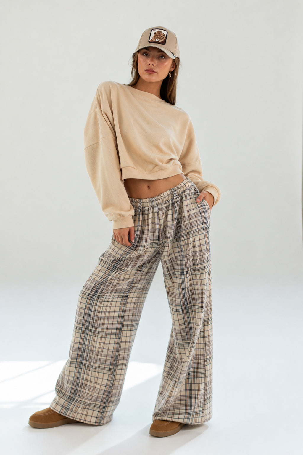 Trousers Jana Cream Plaid