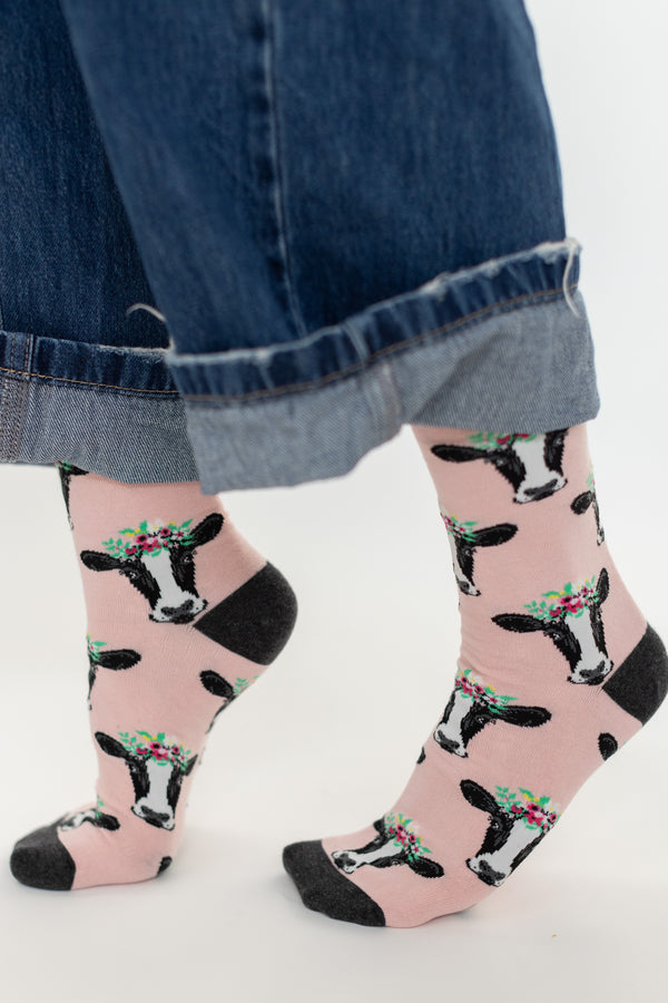 Socks Moo Pink