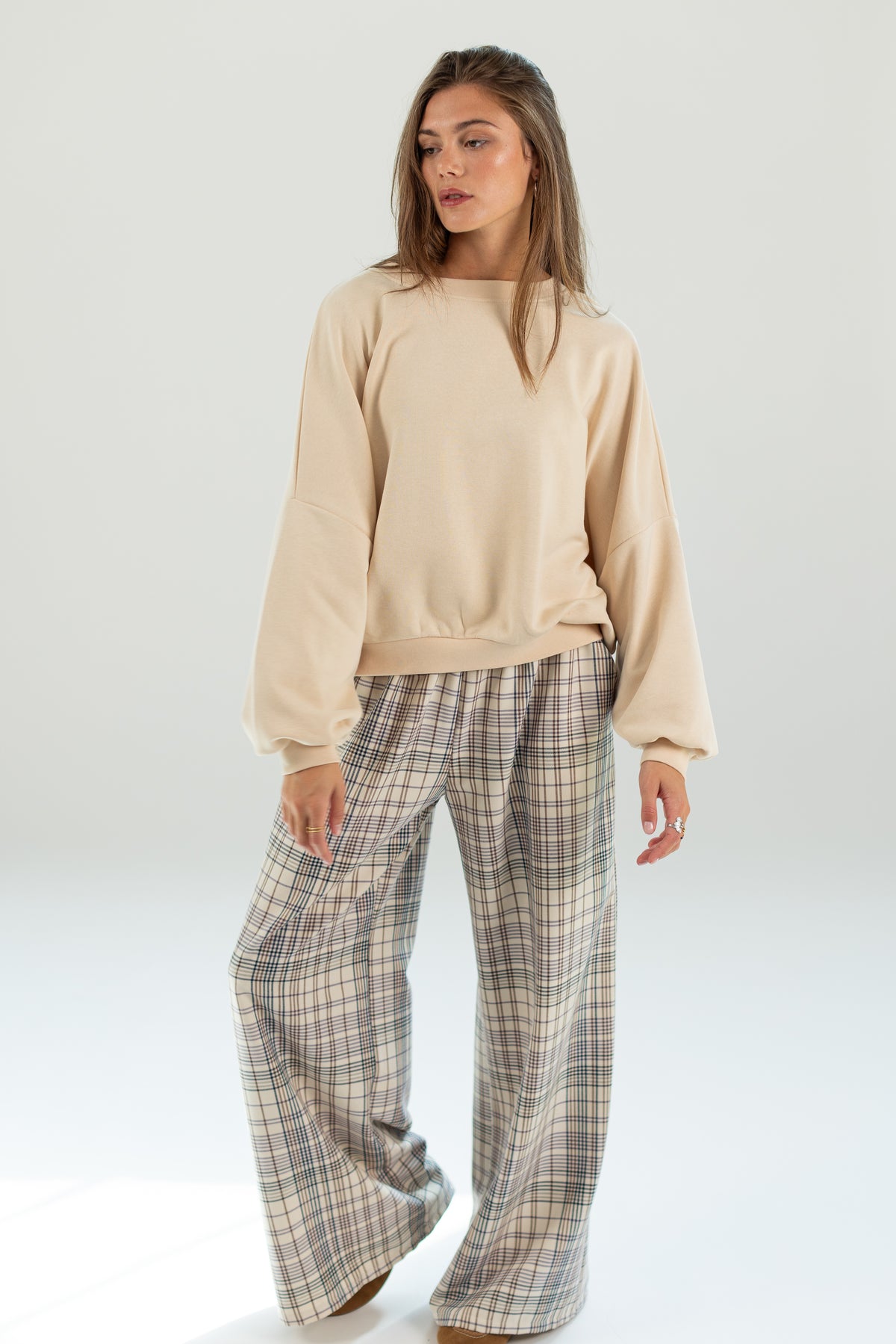 Trousers Jana Cream Plaid