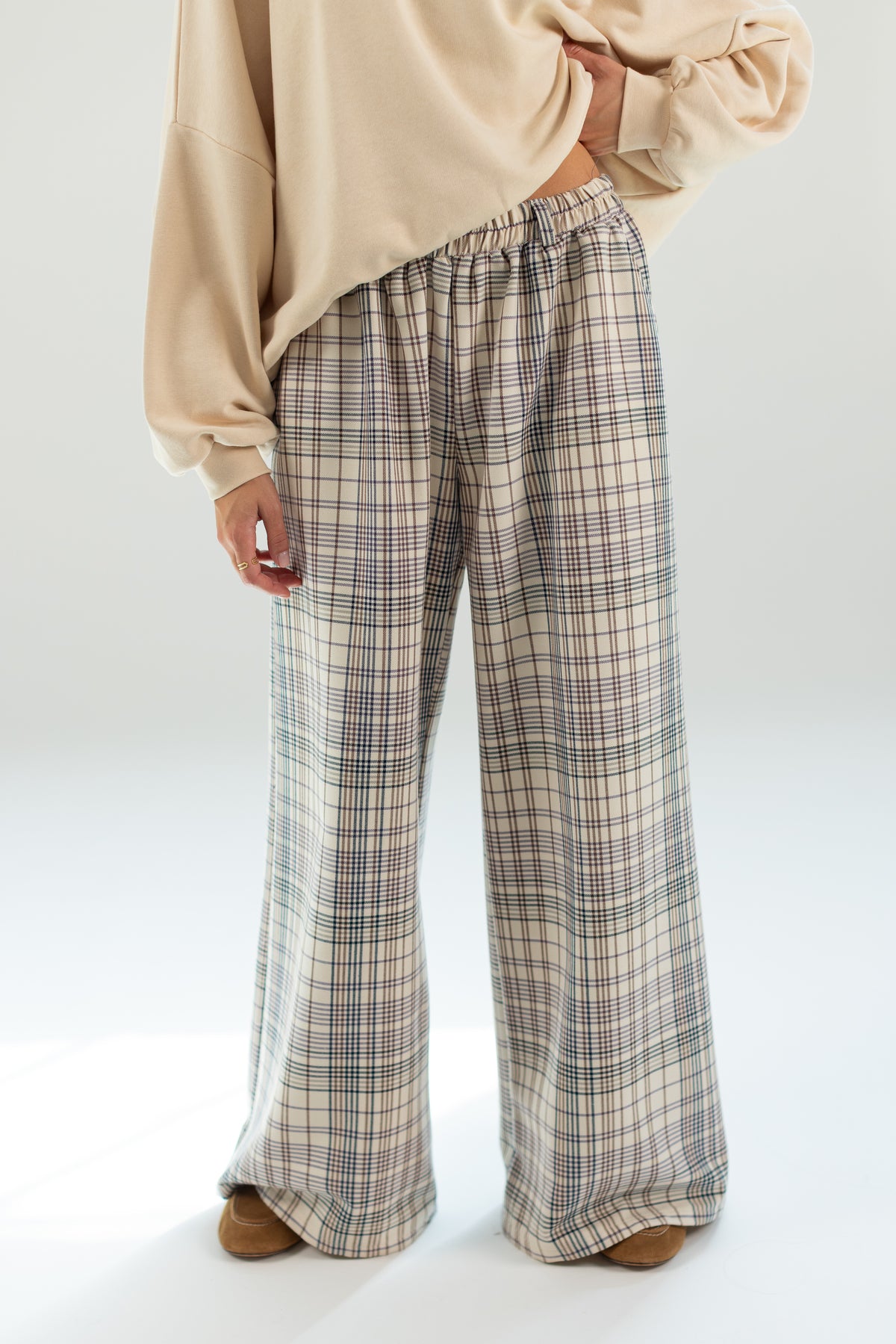 Trousers Jana Cream Plaid