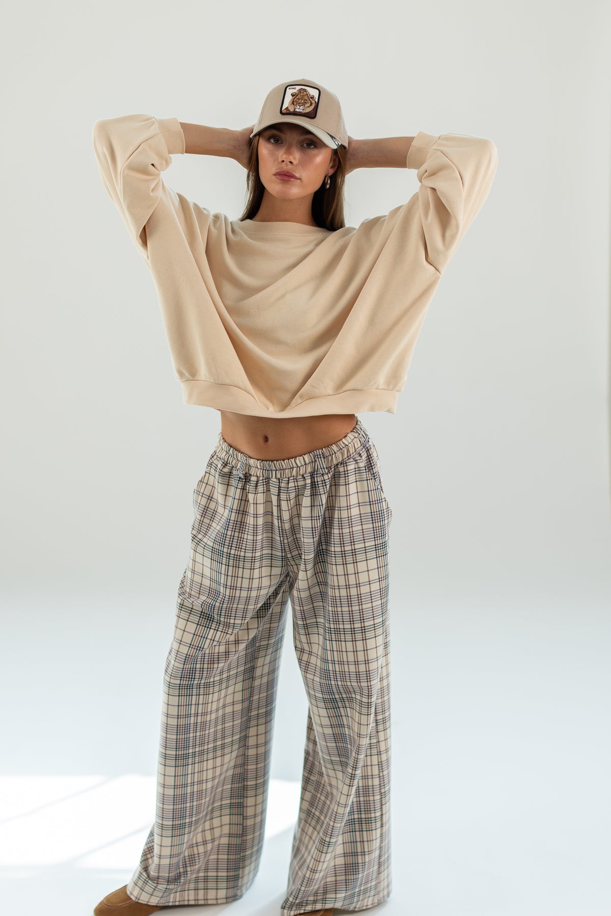 Trousers Jana Cream Plaid