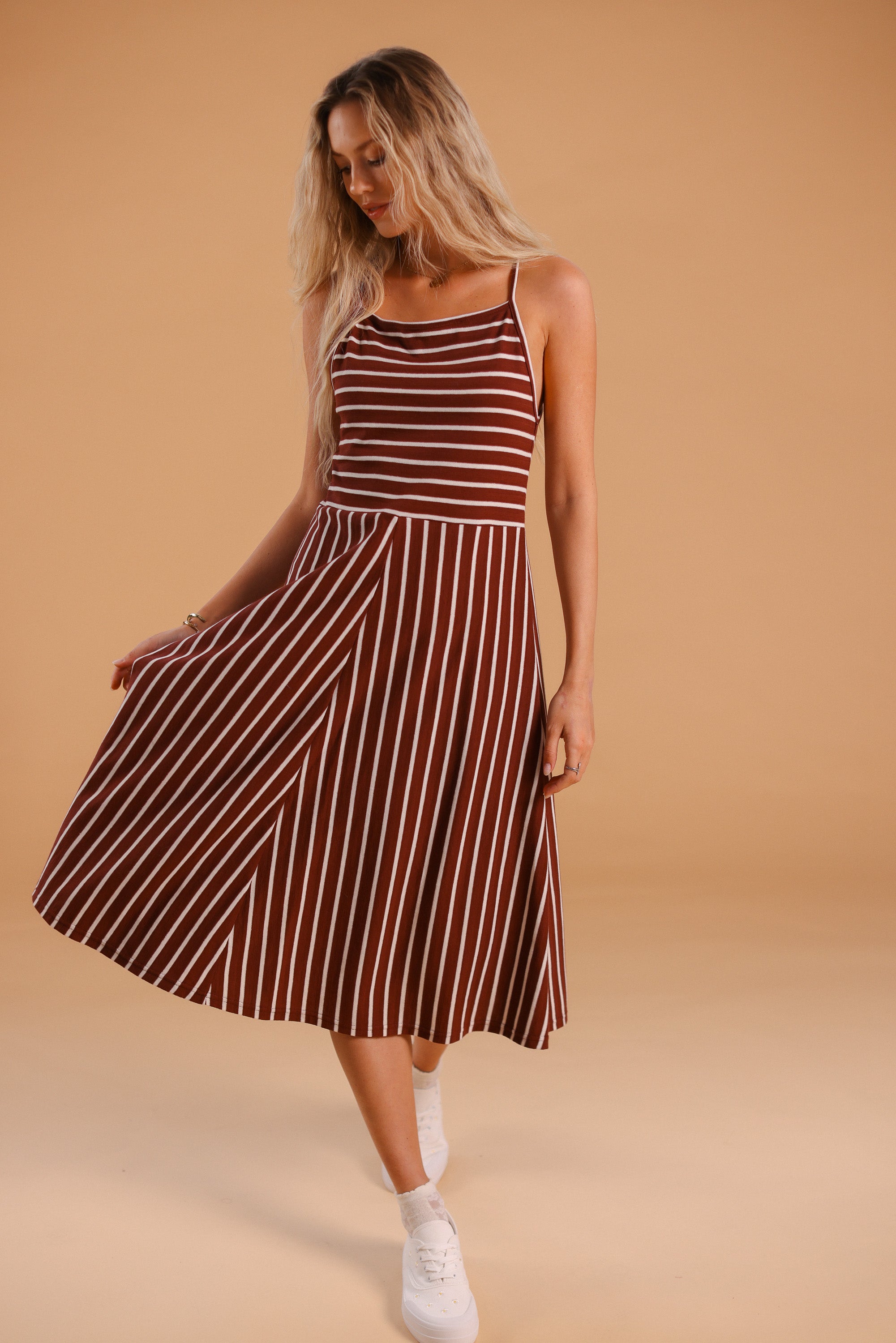 Dress Angie Maroon Stripes
